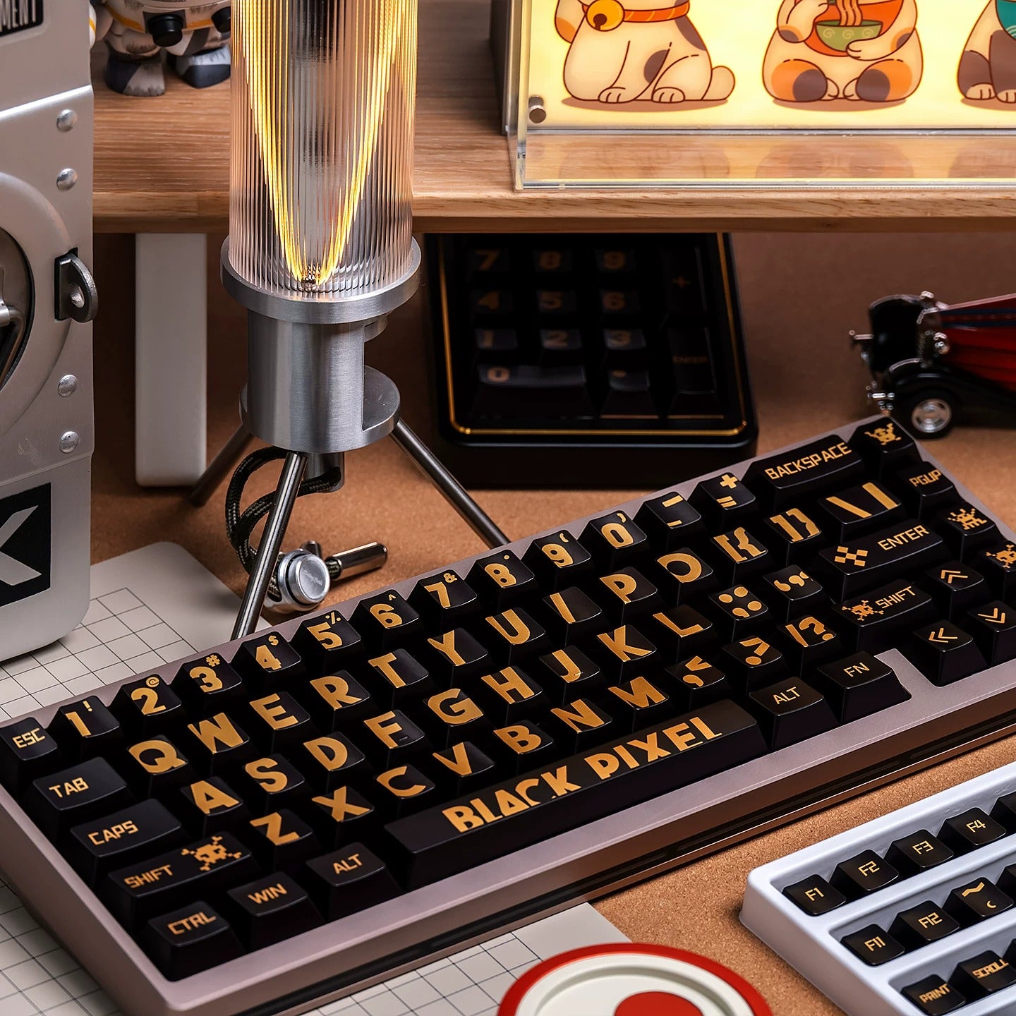Black gold large font minimalist design, custom set personalized keycap series,PBT material, Original factory height, compatible with 61/64/68/75/84/87/104 mechanical keyboard keycap set