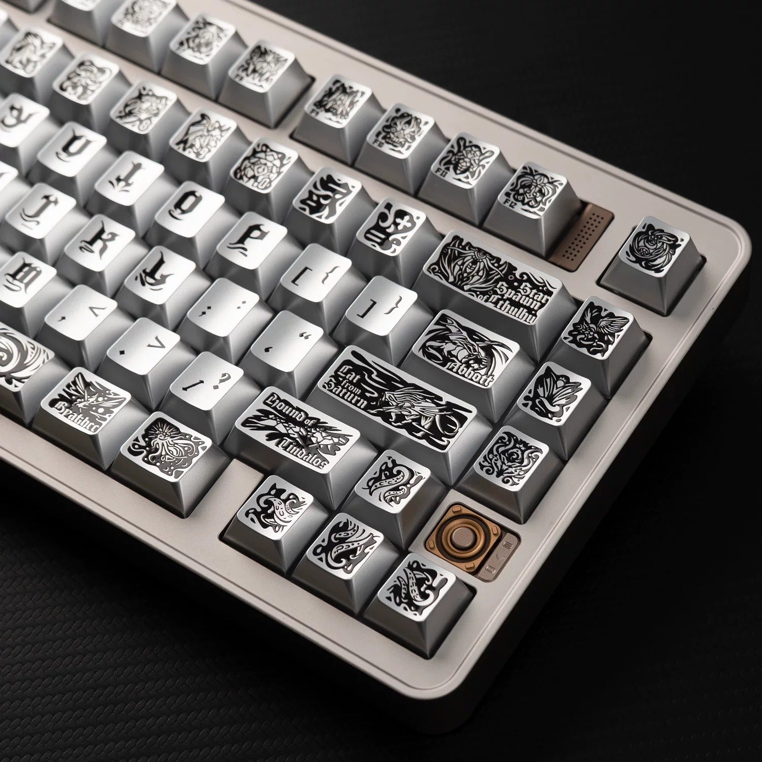 Ancient God, Cthulhu themed design, metallic paint texture, PBT material personalized keycap set, creative decorative keycap set, compatible with 61/64/68/75/84/87/104 mechanical keyboard replacement keycap