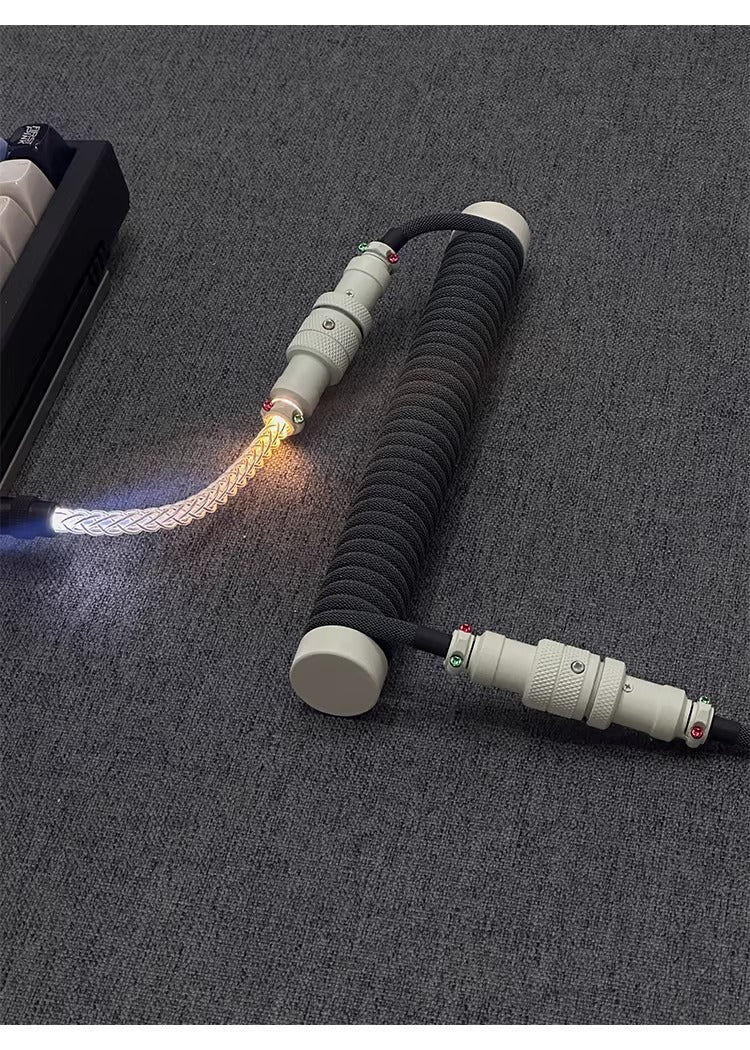 Three segment cold and warm light aviation plug, manually customized data cable, wild color matching magnetic shaft mechanical keyboard cable