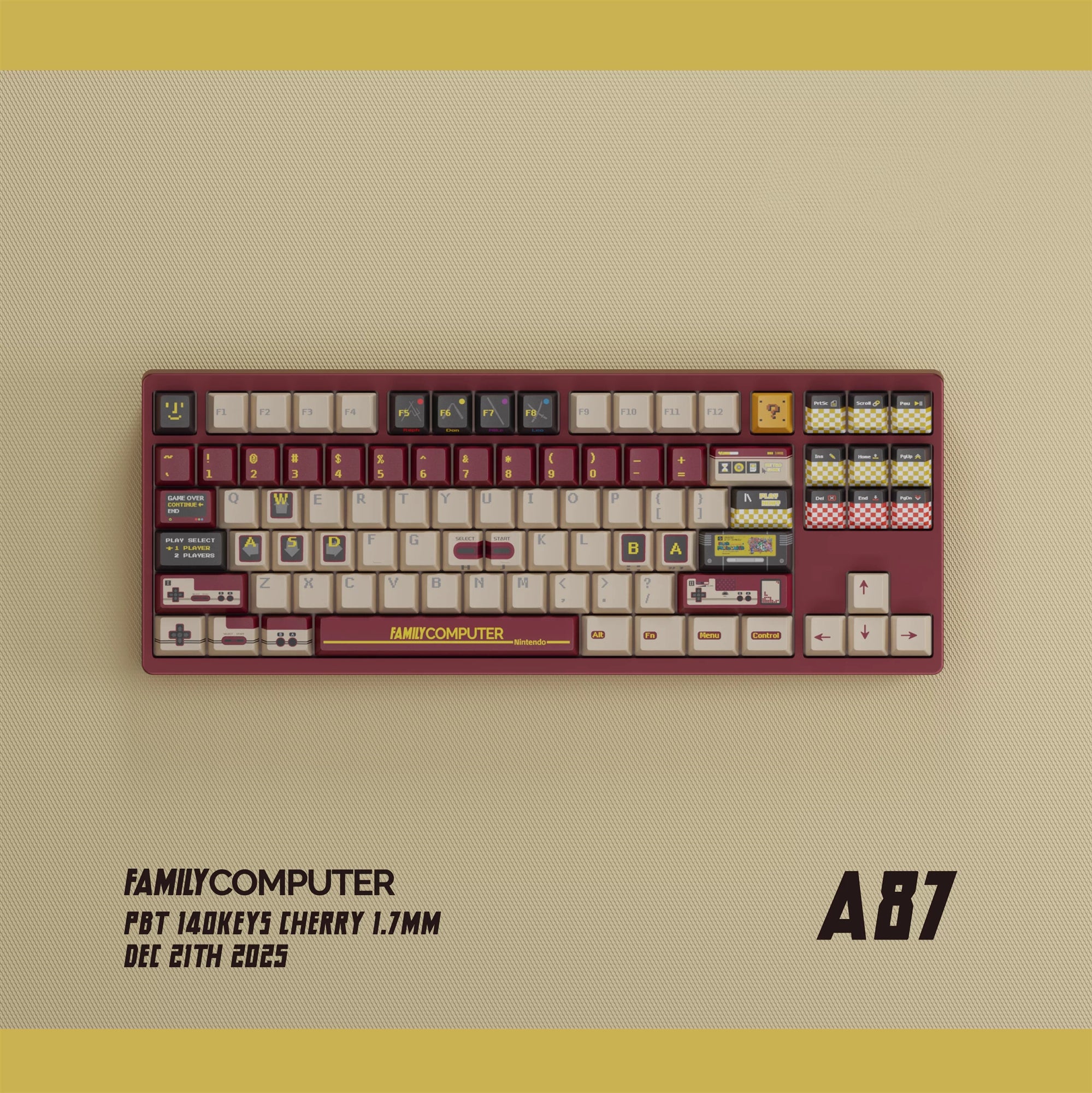 Childhood Memories Series, FC game console retro game console theme personalized keycap design, PBT material customized set keycap decoration keycap