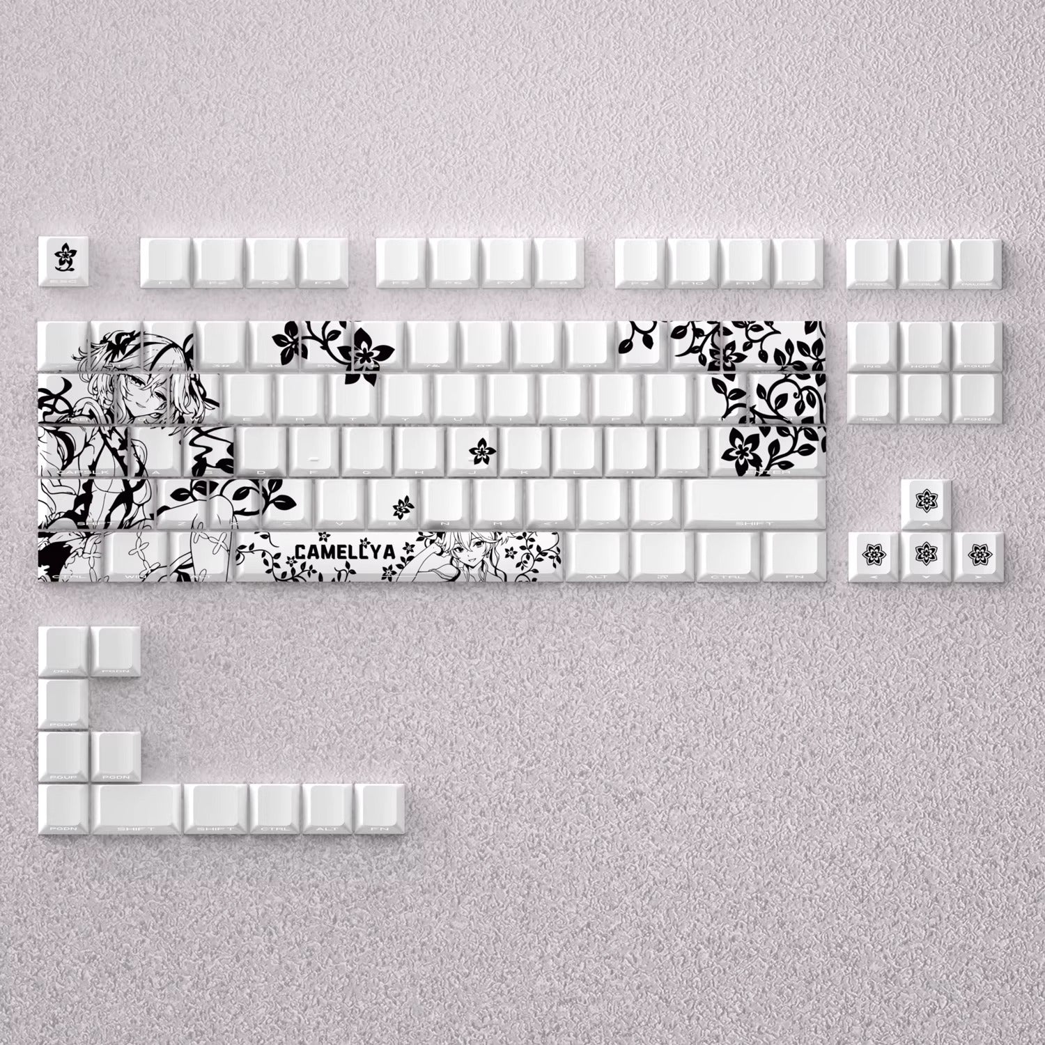 Wuthering Waves series, Camellya theme, original high PBT material compatible MX switch mechanical keyboard, anime game theme set keycaps, mechanical keyboard replacement keycap set