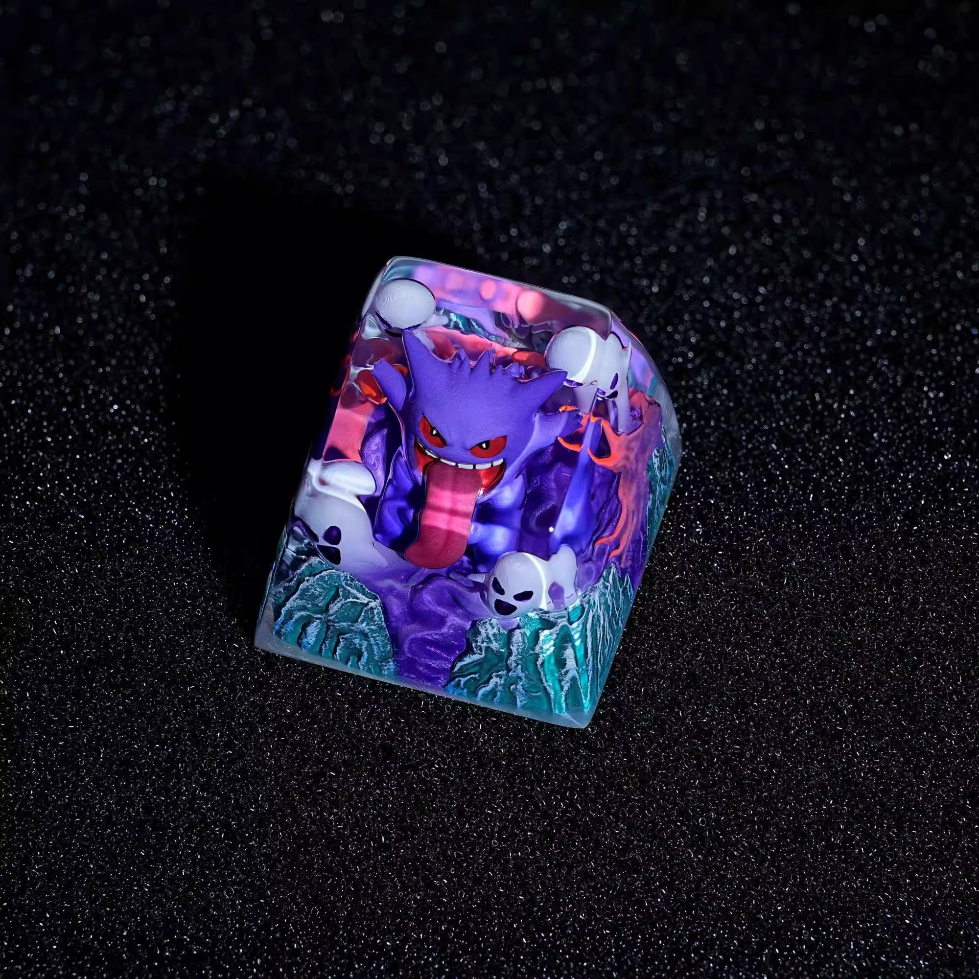 Gengar crystal resin personalized keycaps, anime and game culture creative decorative keycaps, mechanical keyboard creative art keycaps