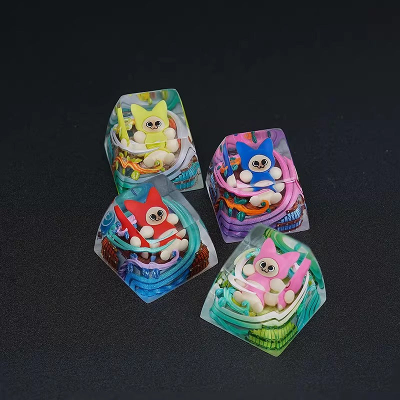 Monster Hunter,Ailouros, Crystal resin personalized keycaps, decorative keycaps for anime, games, pets, and creative products