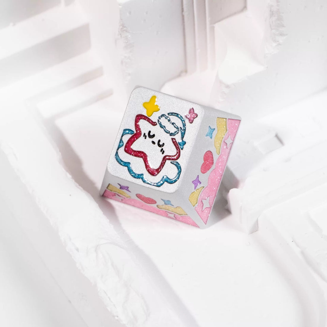 Cute weather theme, keycaps made of aluminum alloy material CNC integrated precision machining personalized keycaps, mechanical keyboard decorative keycaps