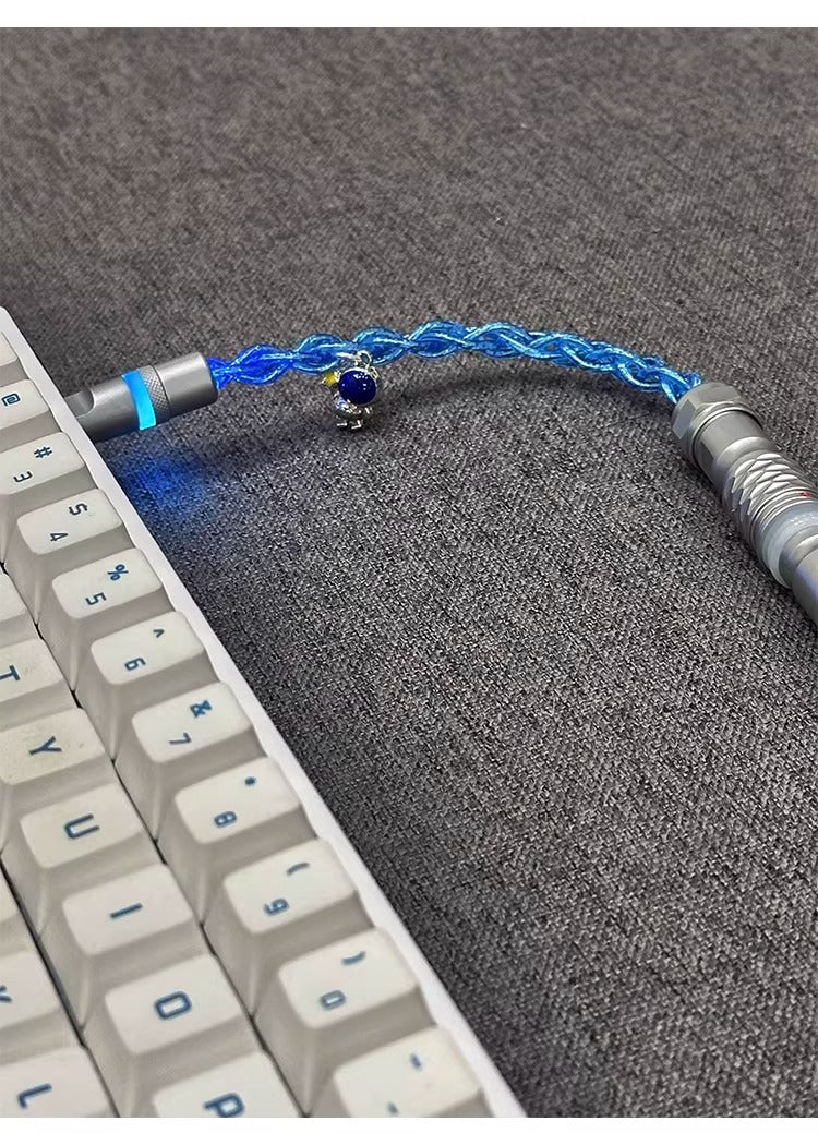 Astronaut theme 1.7m single crystal copper four strand aviation plug customized handmade wire Type-C plug with luminous