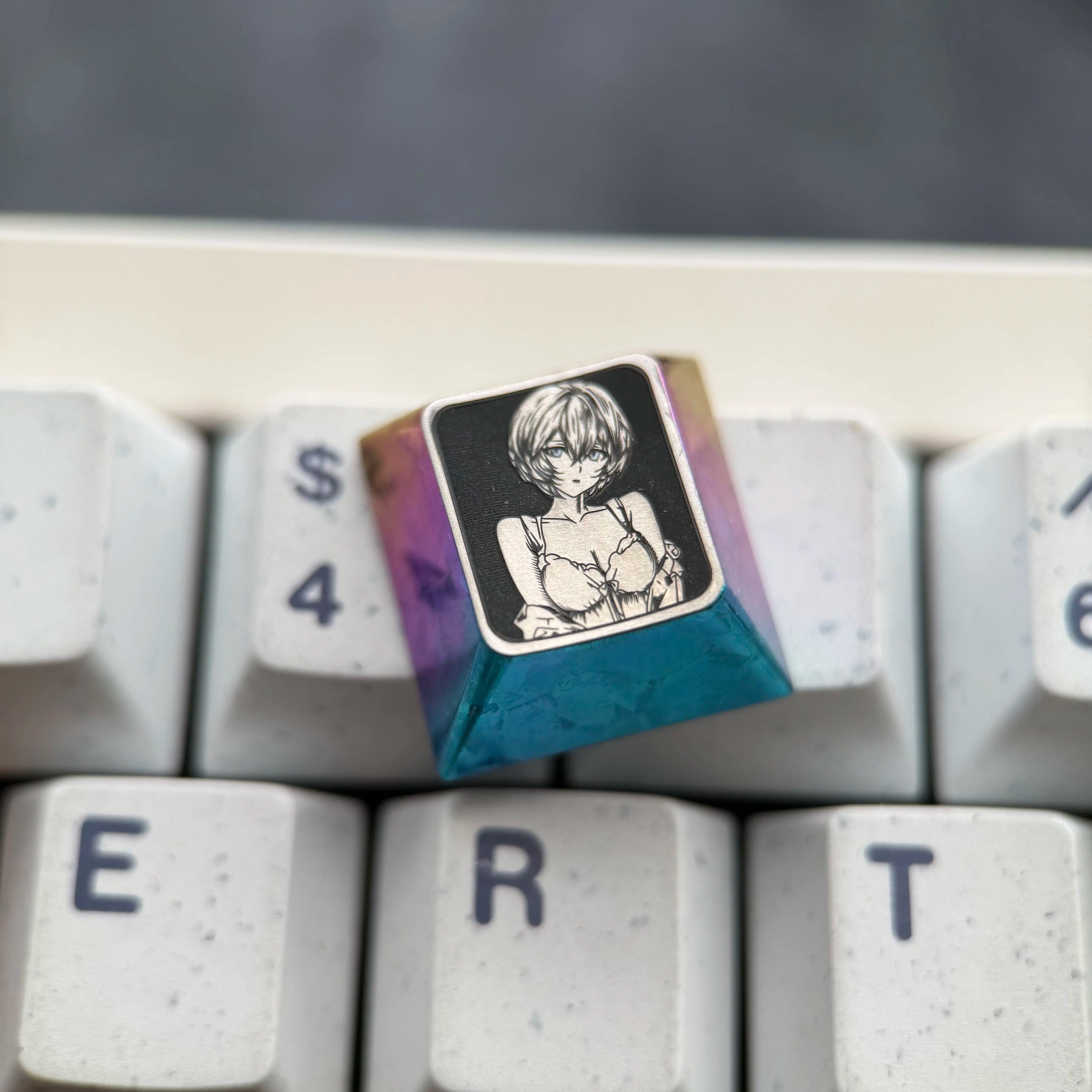 EVA,Ayanami Rei,WASD/directional key titanium alloy set personalized keycaps, anime and game decorative art keycap combination customized metal set