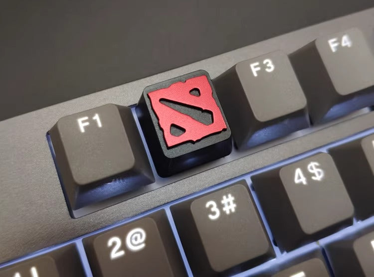 DOTA2 logo. Aluminum alloy CNC processed personalized keycaps, game creative metal decorative keycaps