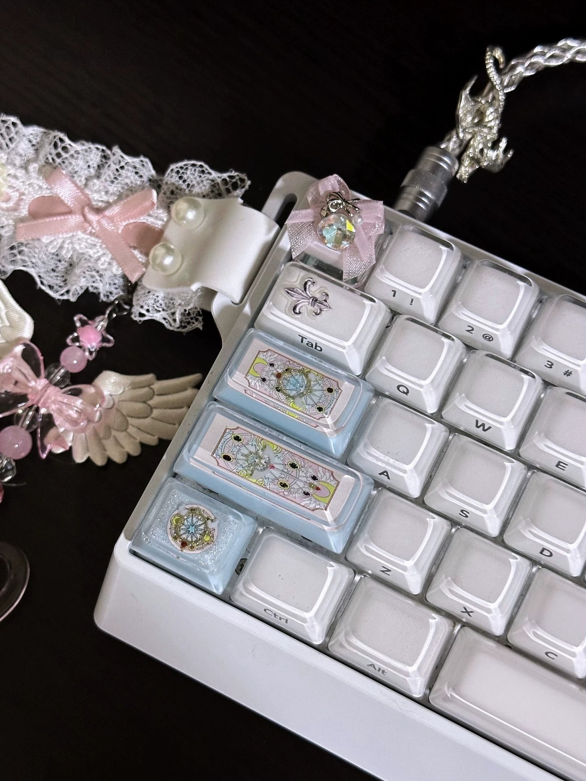 Cardcaptor Sakura set Crystal Resin Keycaps Original Design Personalized Keycaps, Anime Game Culture Creative Keycaps Mechanical Keyboard Cartoon Decorative Keycaps
