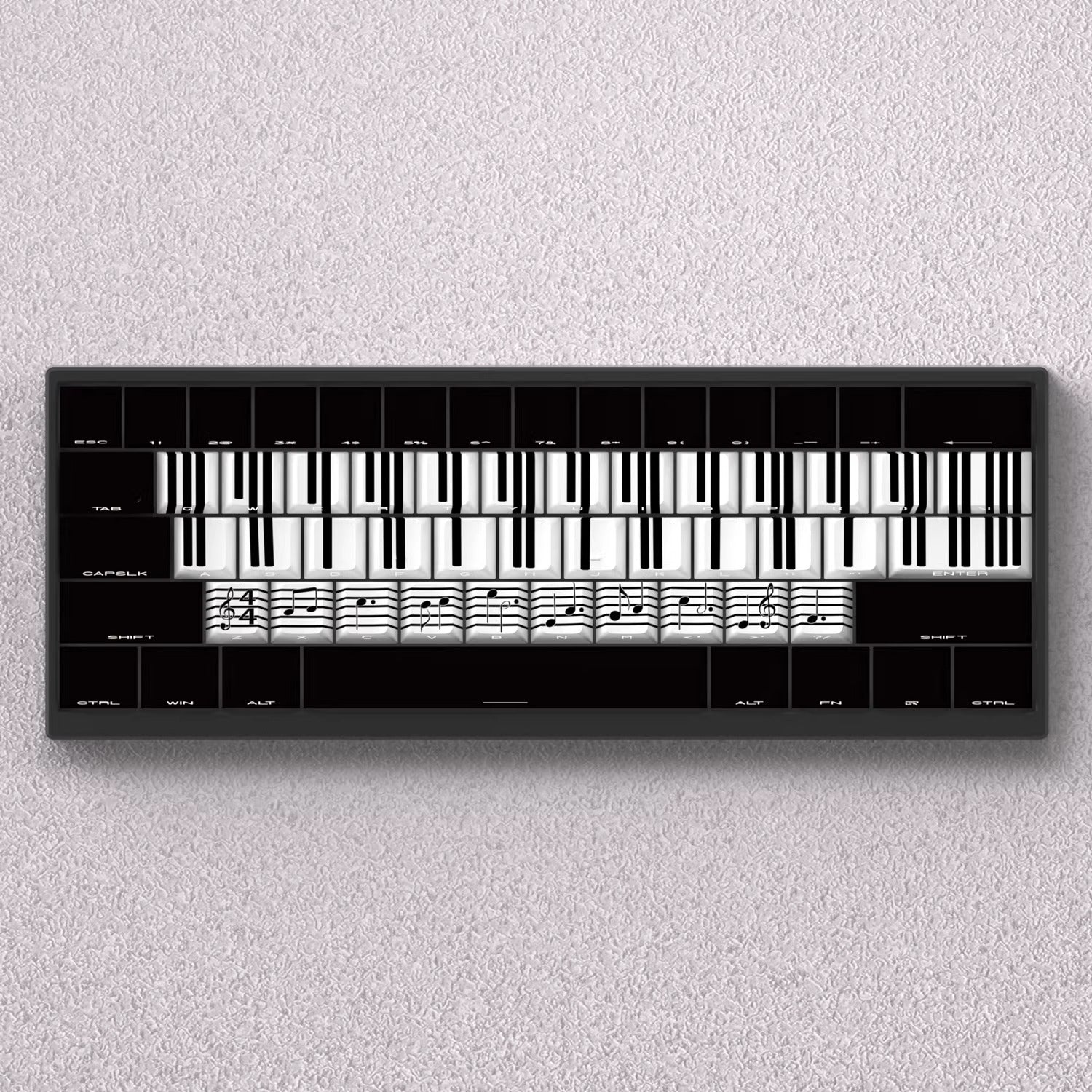 Music staff piano black and white keys, original high PBT material compatible MX switch mechanical keyboard, anime and game theme set keycaps, mechanical keyboard replacement keycap set