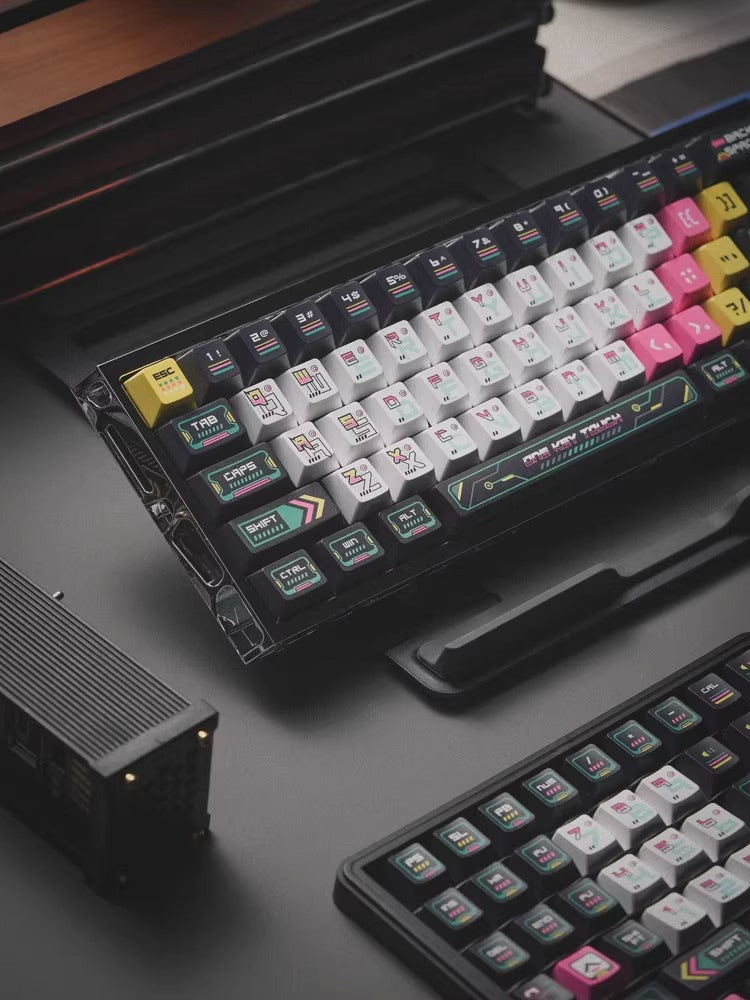 Cyber terminal theme creative design keycap set, original factory height 146 keys, five sided heat sublimation adaptation, mechanical magnetic axis keyboard, customized keycap