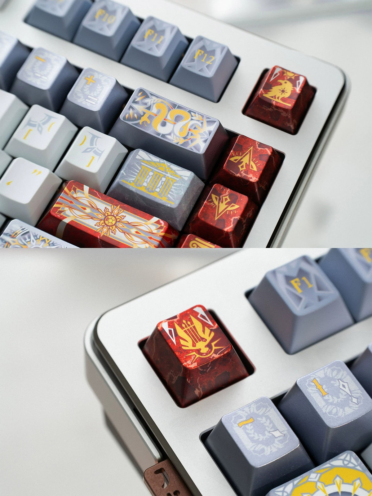 Sun God Apollo, PBT metallic paint texture+ PC material Mechanical Keyboard Replacement Keycap Set, Compatible with 61/64/68/75/84/87/104 Key Mechanical Keyboard Keycap Set
