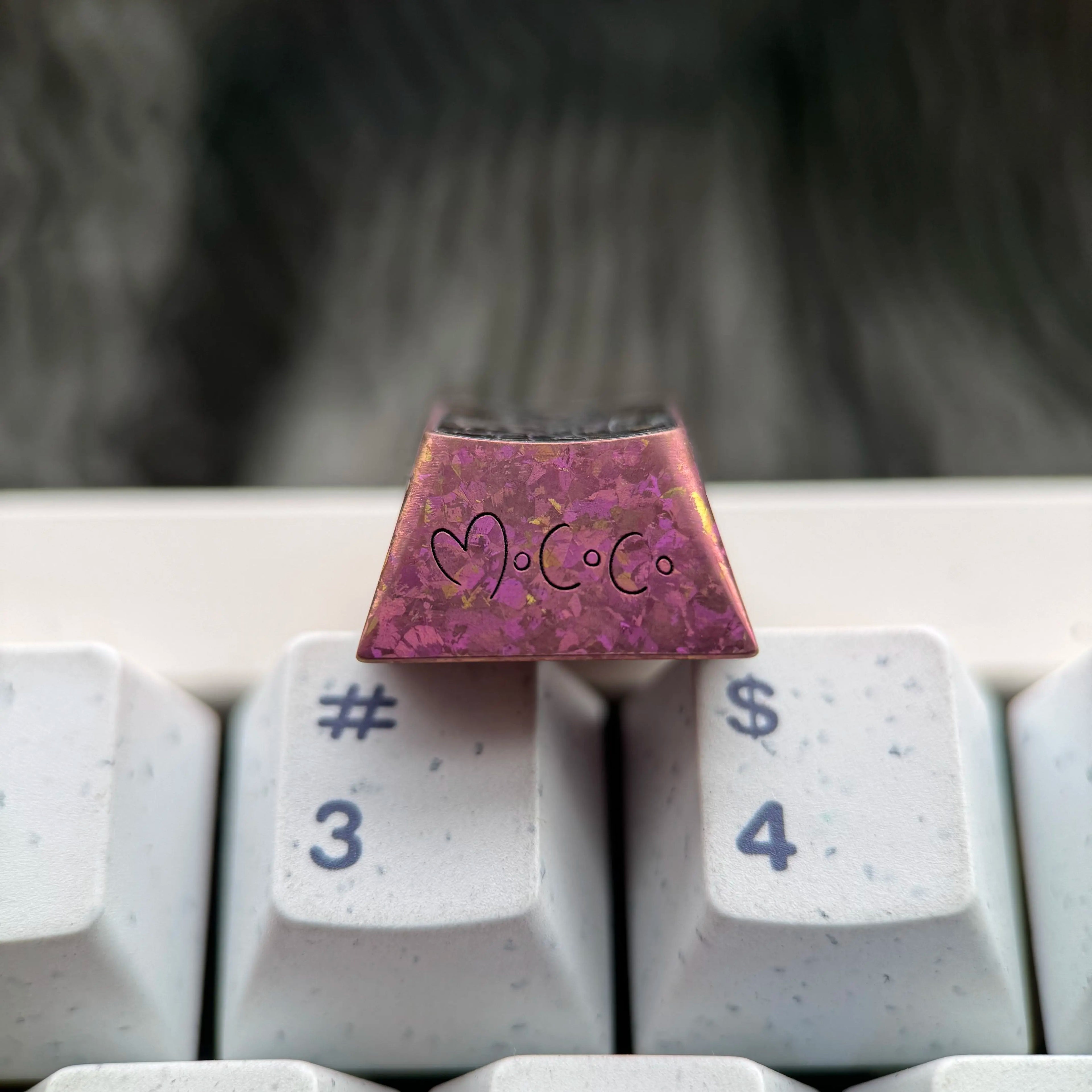 FUWAMOCO theme, 1U titanium alloy personalized keycap, anime and game soft and cute mechanical keyboard decoration keycap