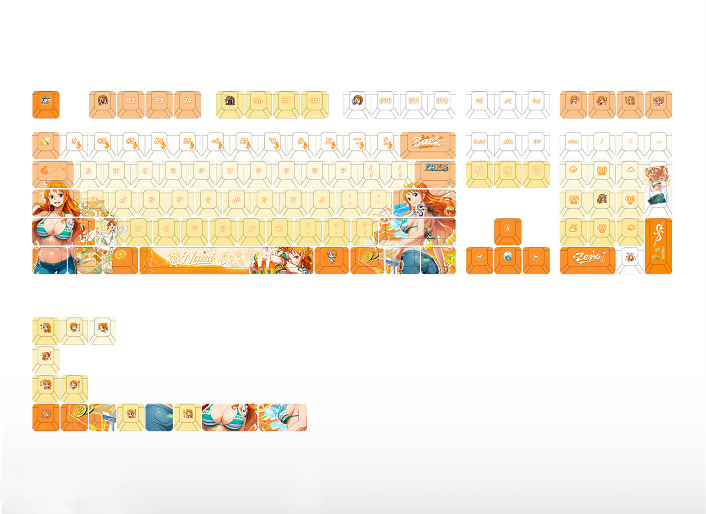 One Piece series personalized keycap set, PBT material, sublimation technology, mechanical keyboard decoration keycap set