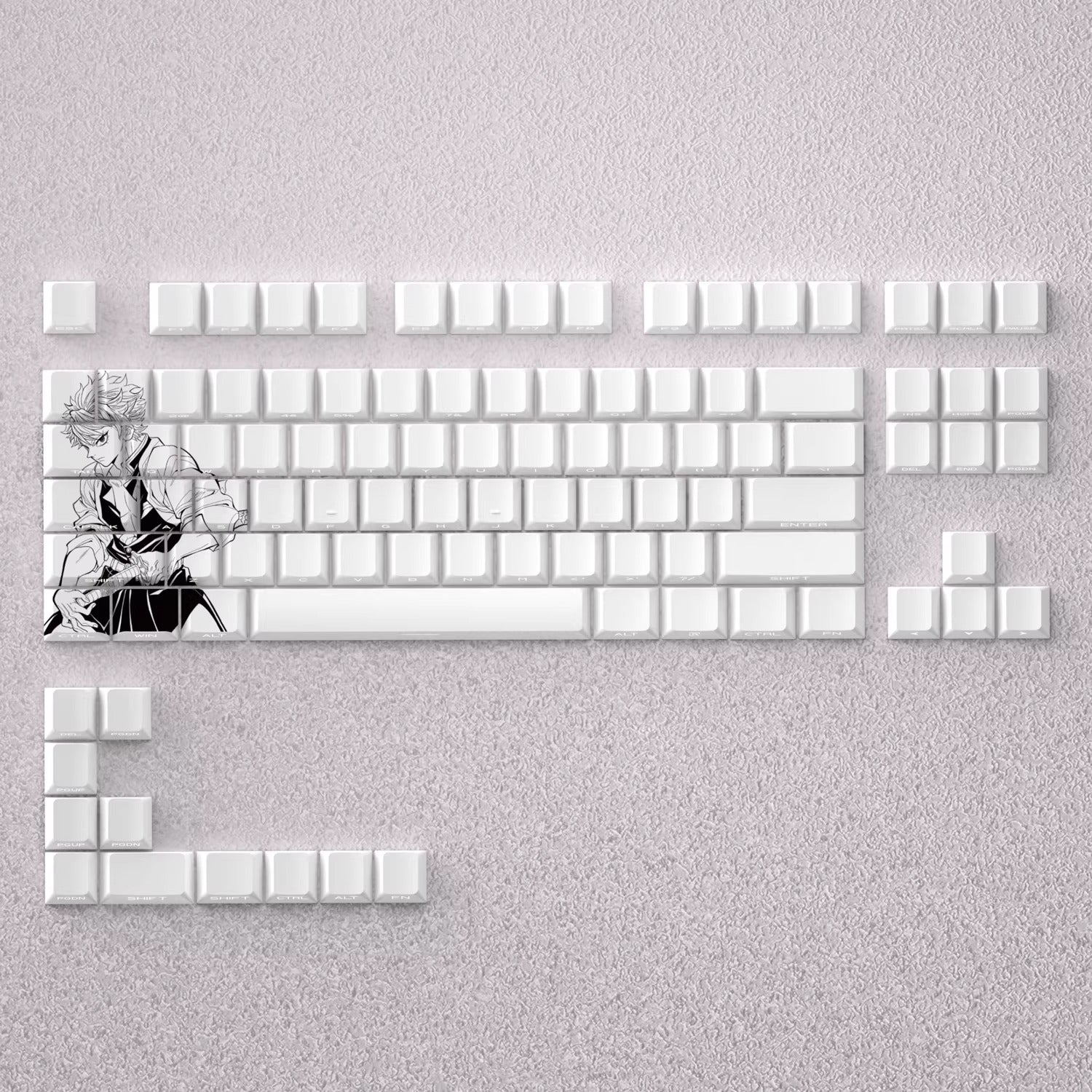 Demon Slayer: Kimetsu no Yaiba series, Shinazugawa Sanemi theme, original high PBT material compatible MX switch mechanical keyboard, anime game theme set keycaps, mechanical keyboard replacement keycap set