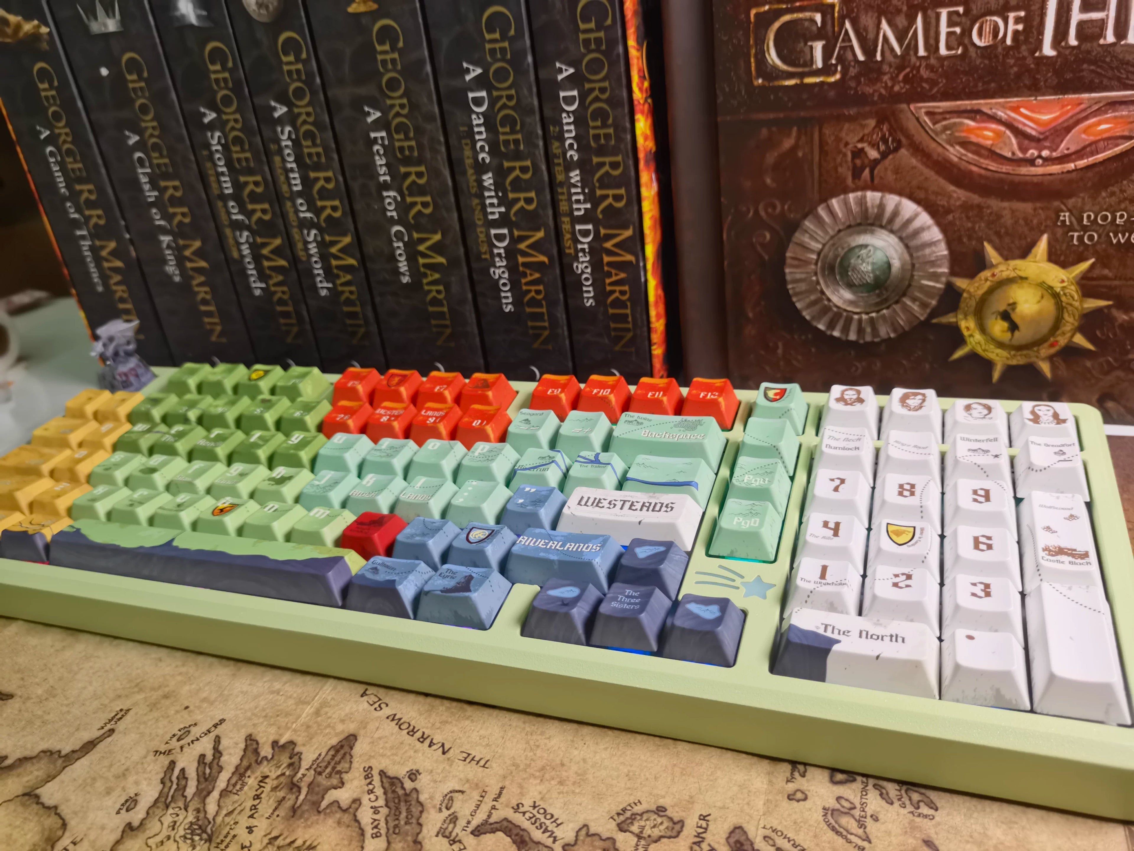 A Song of Ice and Fire themed keycap set, PBT material, sublimation technology, animation cartoon decoration keycap set