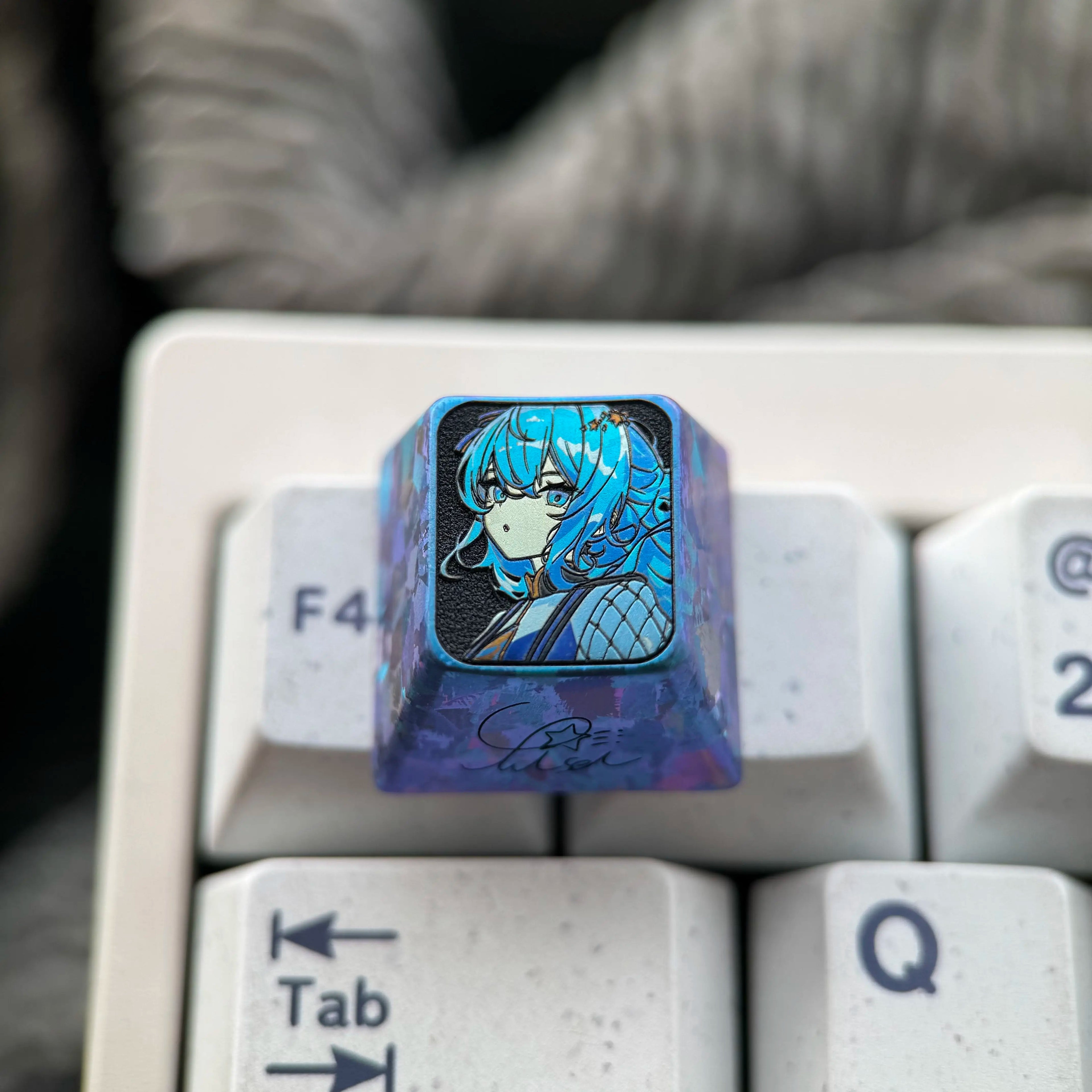 Hoshimachi Suisei, 1U titanium alloy personalized keycap, anime, gaming, cultural and creative mechanical keyboard decoration keycap