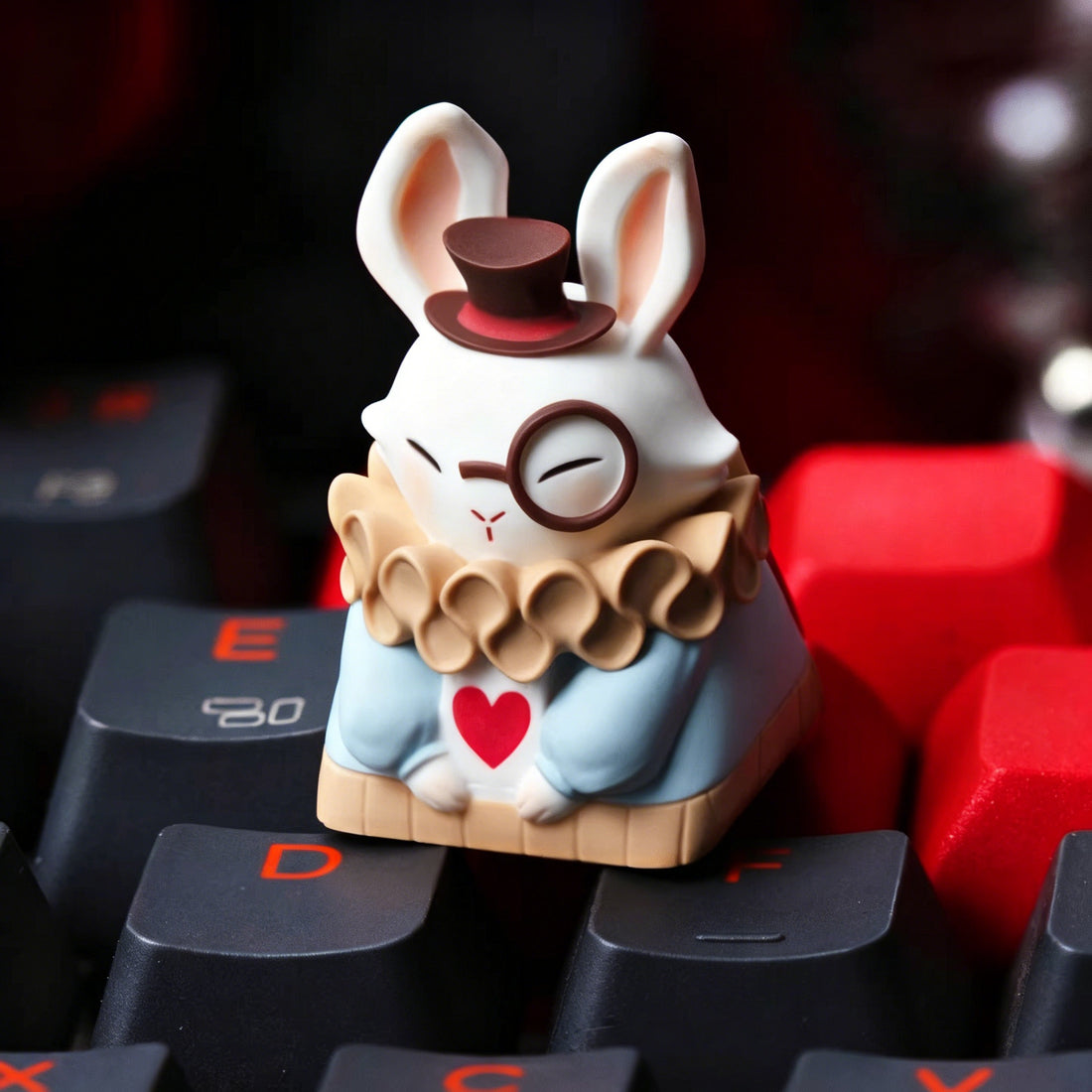 Original Alice in Wonderland rabbit, multi-color resin molded personalized keycaps, mechanical keyboard fairy tale story art decorative keycaps