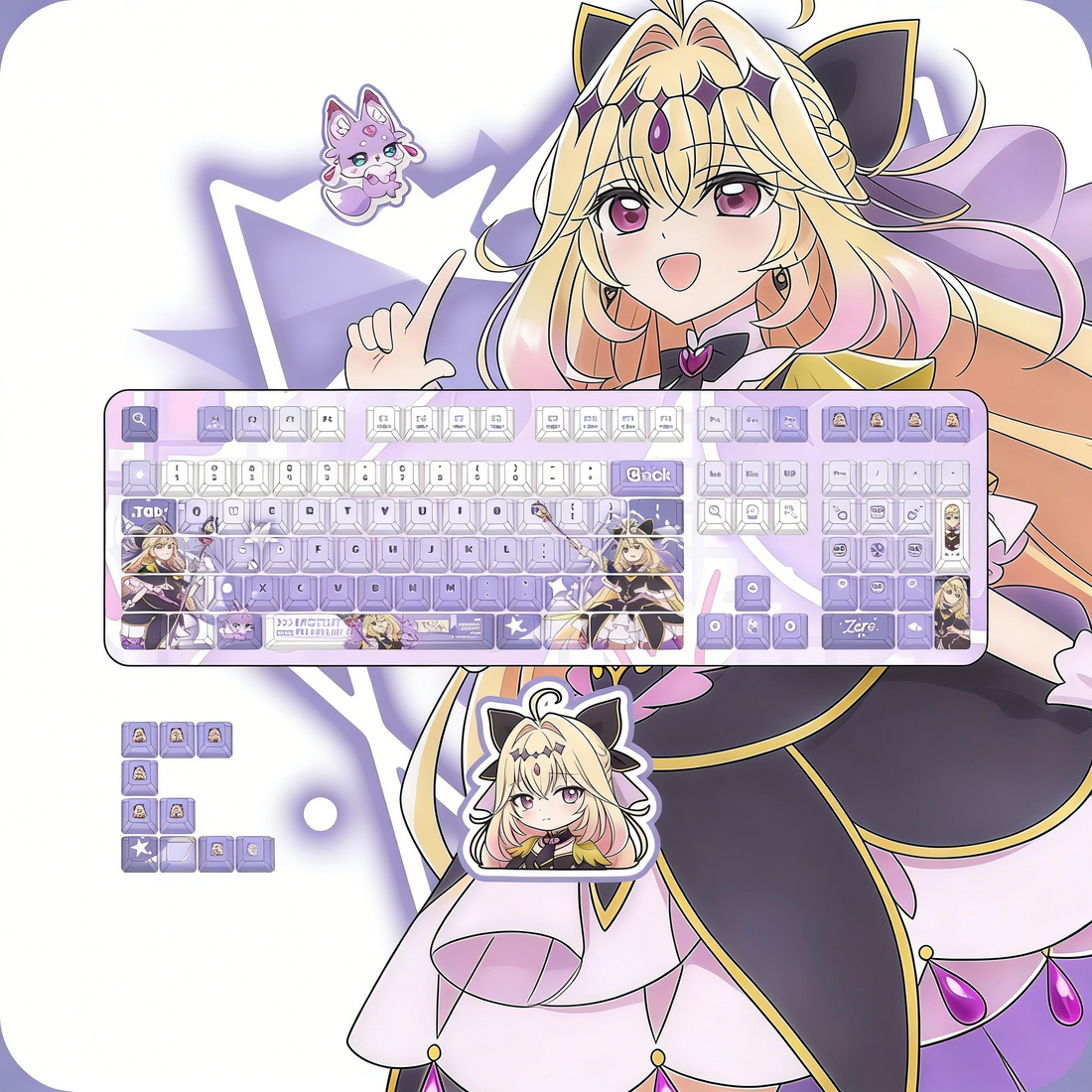 Star Detective Precure! Cure Arcana Shadow Theme Design Keycap, Decorative Keycap Set PBT anime Animation Keycap Mechanical Keyboard Personalized Keycap