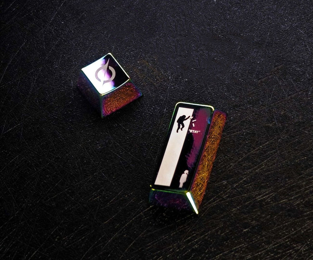 Interstellar themed design personalized keycaps, metal material colorful plating effect decorative keycaps, film creative culture peripheral, mechanical keyboard art keycaps