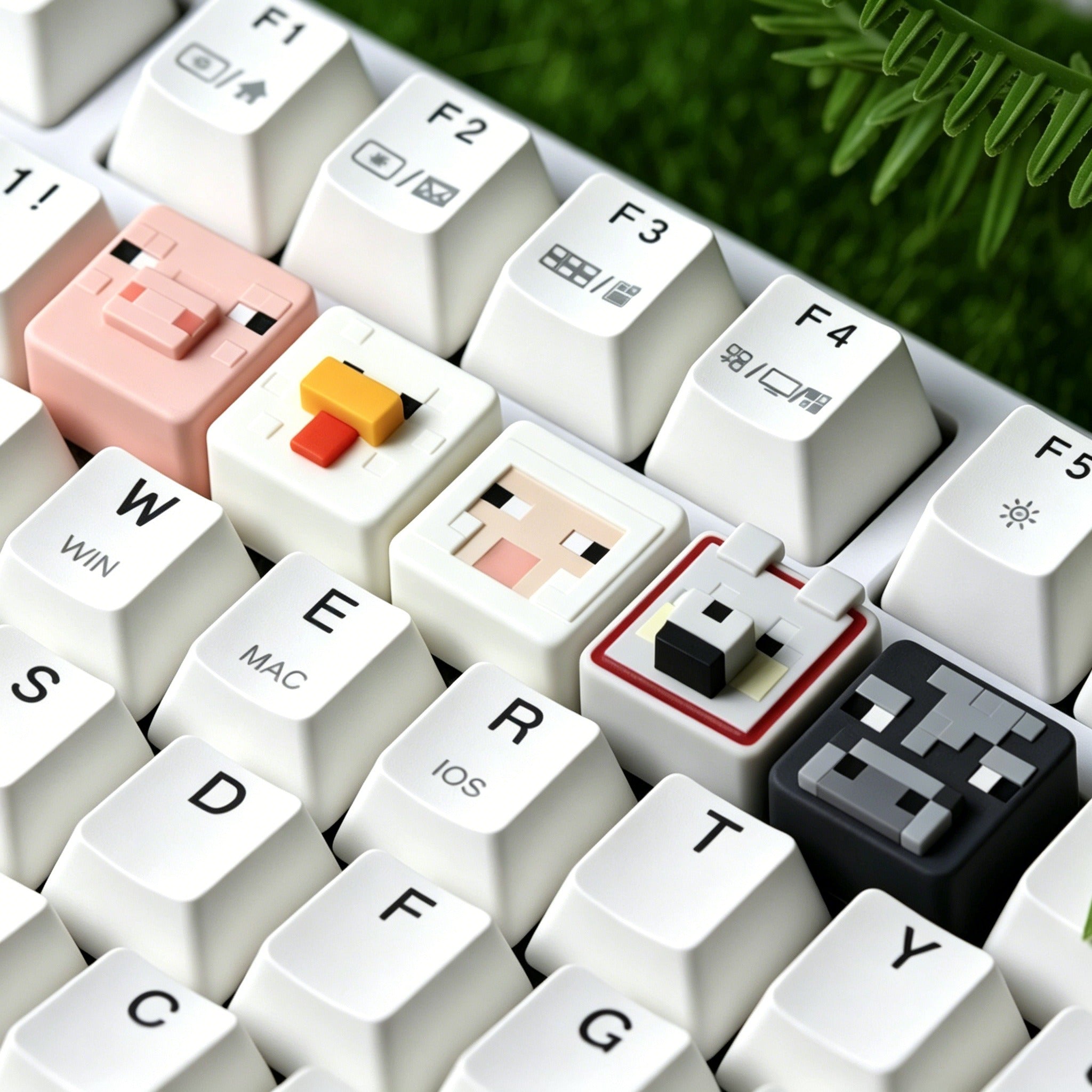 Minecraft, Multi colored resin personalized keycaps, anime, gaming, cultural and creative peripheral products, mechanical keyboard decoration keycaps, gaming keycaps
