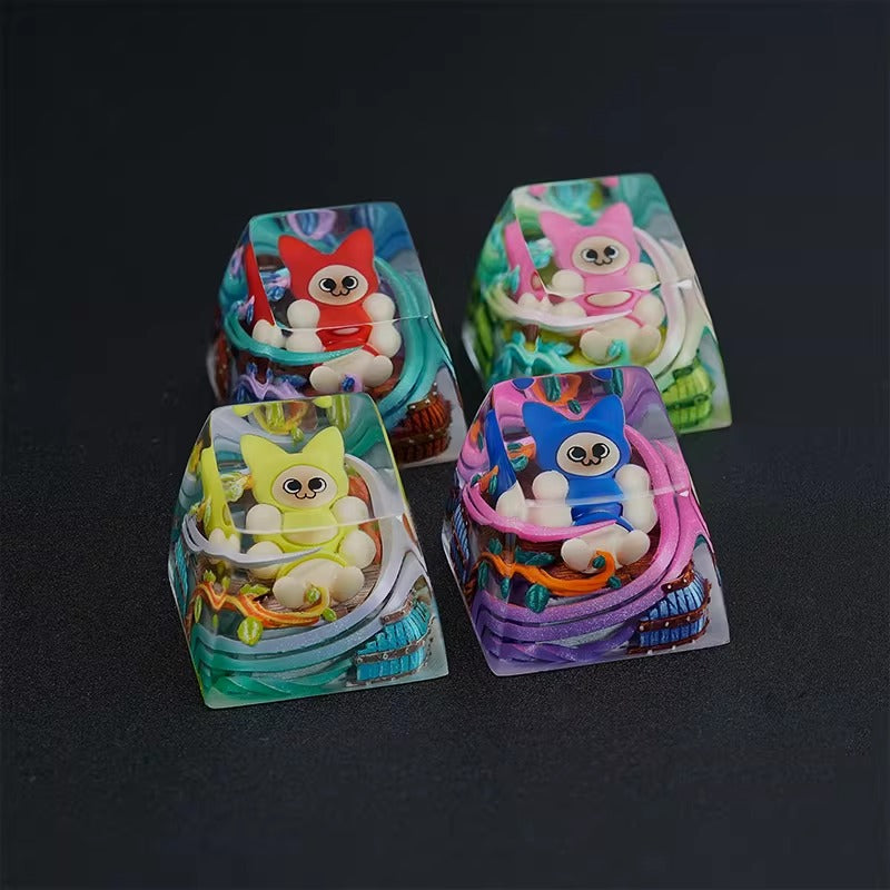 Monster Hunter,Ailouros, Crystal resin personalized keycaps, decorative keycaps for anime, games, pets, and creative products