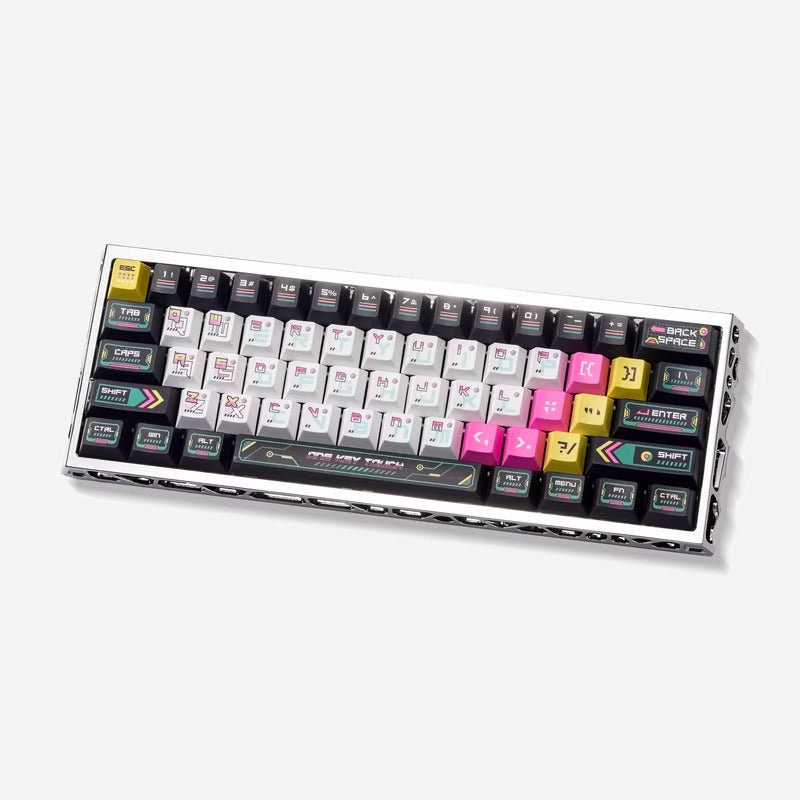 Cyber terminal theme creative design keycap set, original factory height 146 keys, five sided heat sublimation adaptation, mechanical magnetic axis keyboard, customized keycap