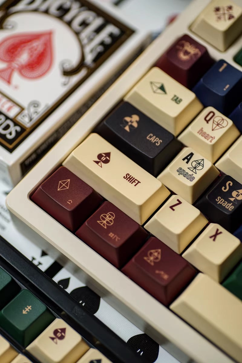 POKER theme, American retro contrasting design, mechanical keyboard keycaps factory height PBT material decoration personalized keycap set