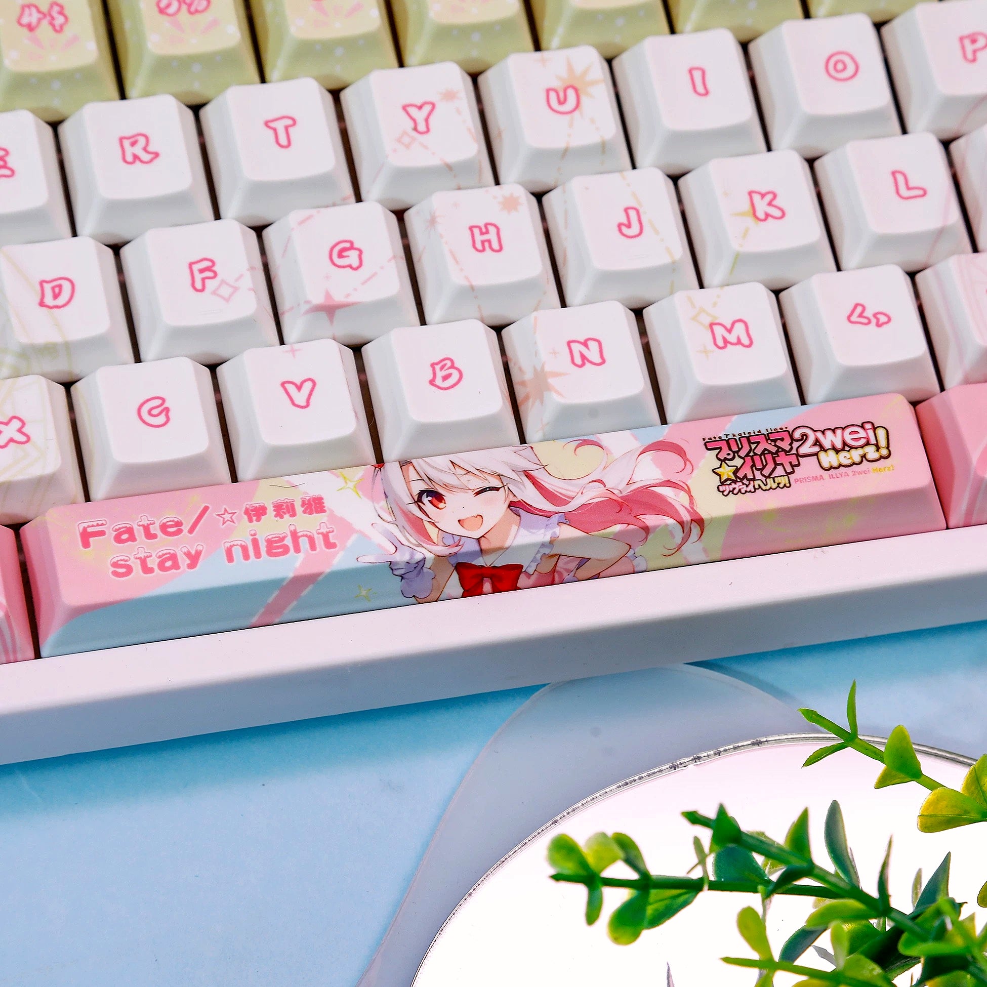 Fate/kaleid liner series, Illyasviel von Einzbern theme, PBT material personalized keycap set, anime keycap culture peripheral mechanical keyboard decoration keycaps, Compatible with 61/64/68/75/84/87/104 key mechanical keyboard keycap set