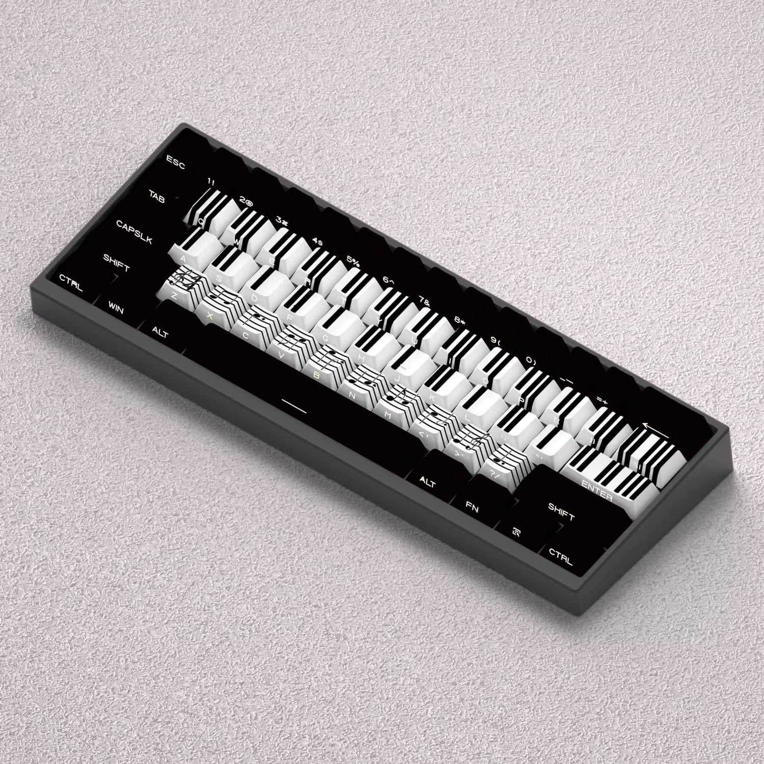 Music staff piano black and white keys, original high PBT material compatible MX switch mechanical keyboard, anime and game theme set keycaps, mechanical keyboard replacement keycap set