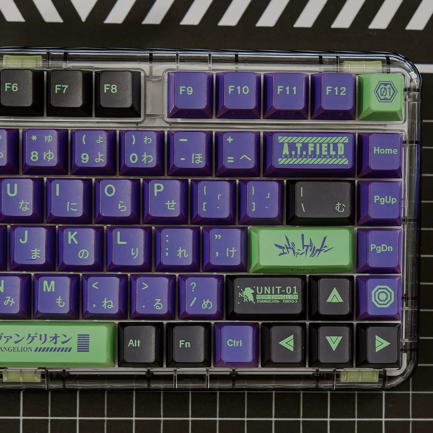 EVA series, EVANGELION-01 theme, folded translucent personalized keycap theme series, PBT material anime game theme creative keycap set