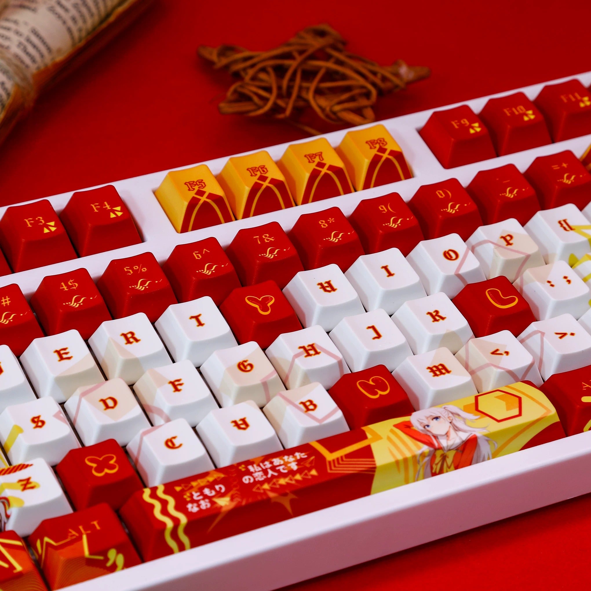 Charlotte theme,Tomori Nao, PBT material personalized keycap set, anime keycap culture peripheral mechanical keyboard decoration keycaps, Compatible with 61/64/68/75/84/87/104 key mechanical keyboard keycap set