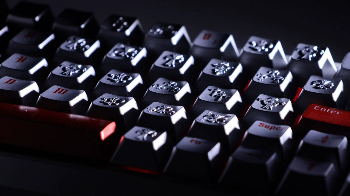Vintage cross made of metal material, metal set retro medieval Gothic style creative keycap,Love type area/21 pieces/ a set mechanical keyboard, creative computer desktop matching keycaps, Mechanical keyboard decorative keycaps