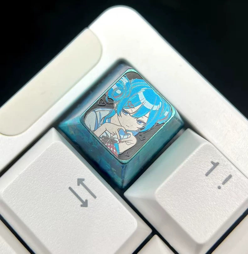 Hatsune Miku Cute Expression 1 U titanium alloy personalized keycaps, anime and game cultural creative keycaps, mechanical keyboard decorative keycaps
