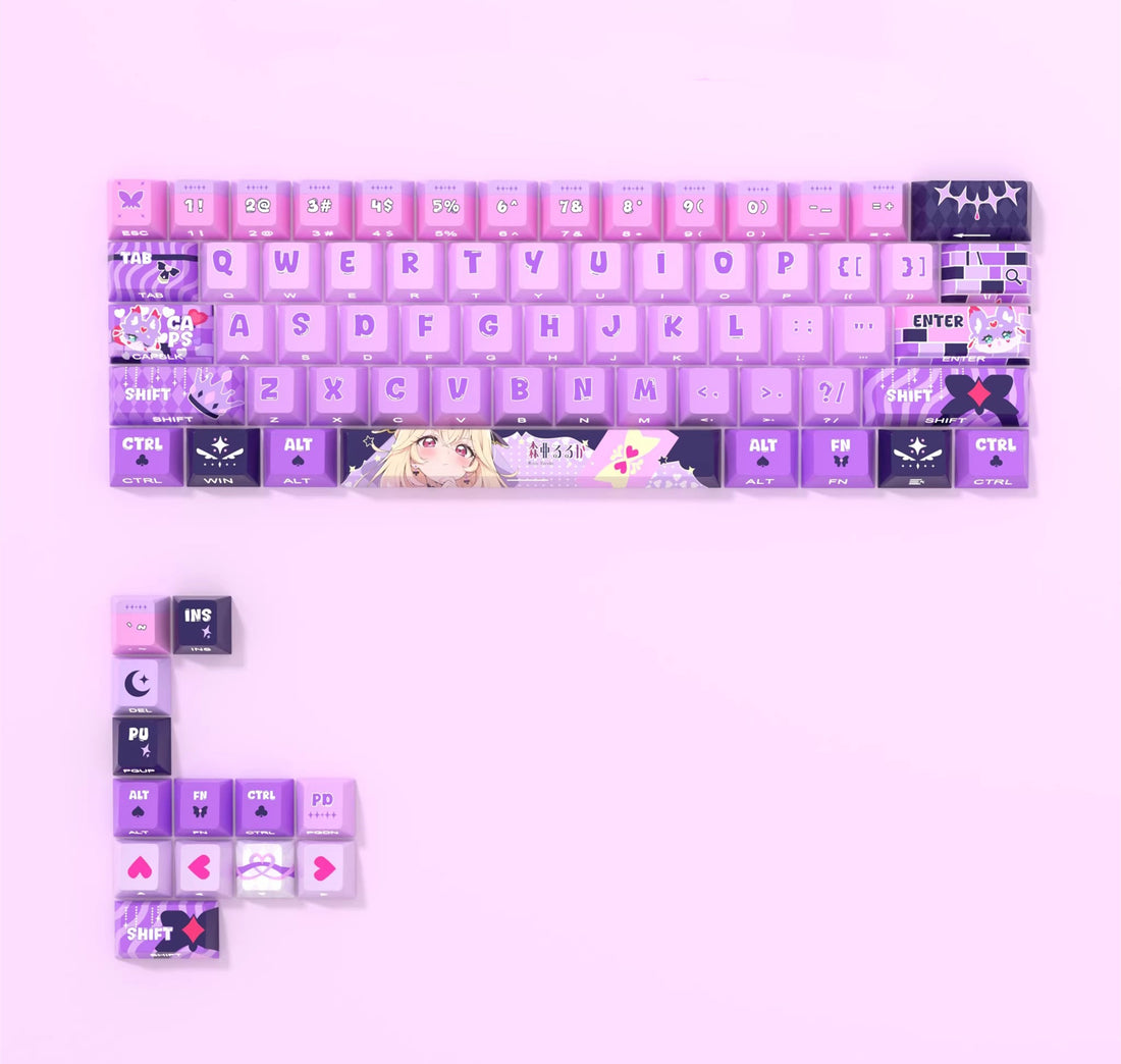 Star Detective Precure! Theme, Moria Ruruka, PBT material original factory highly personalized keycap set, anime game keycap set, suitable for 61/64/68/75/84/87/104 key mechanical keyboard