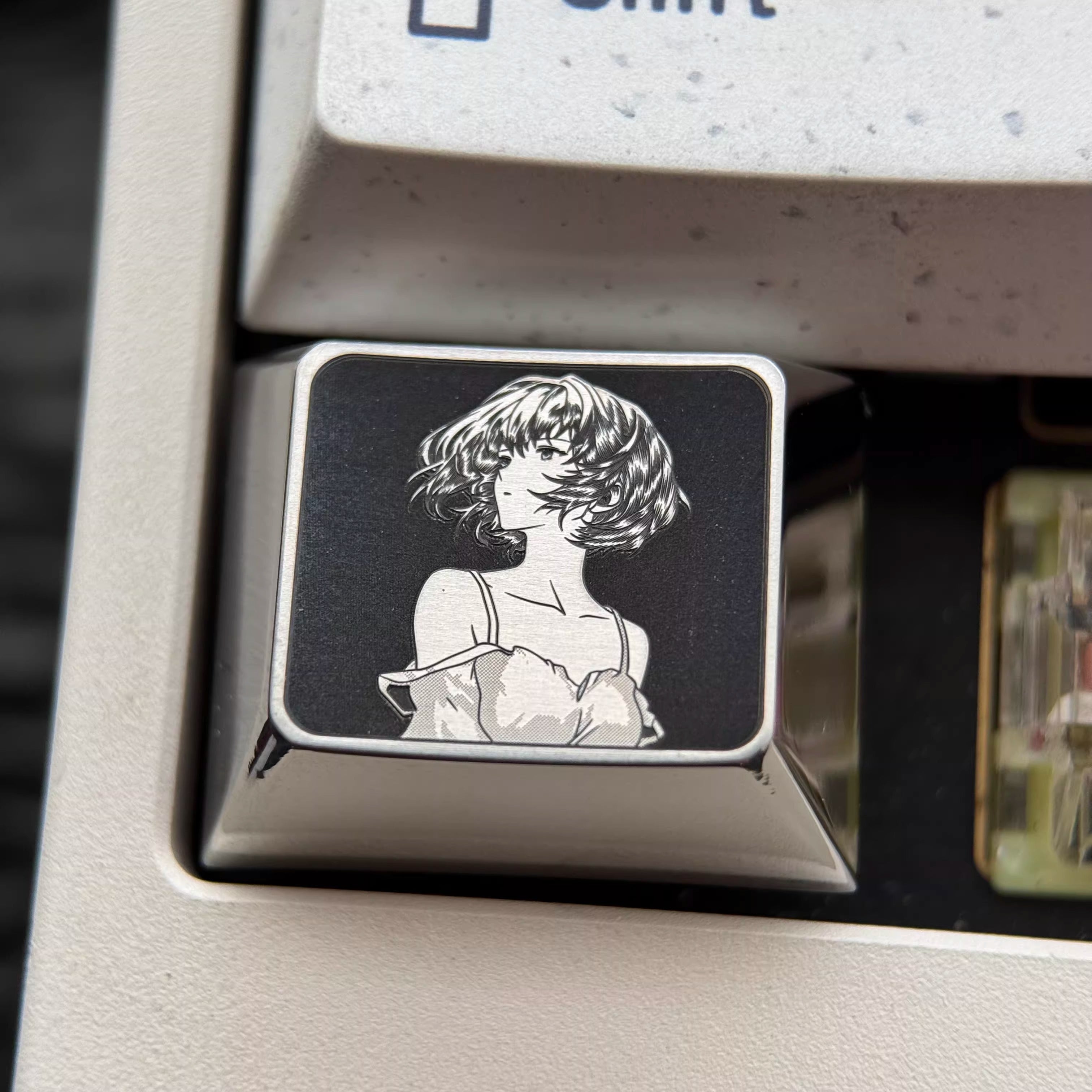 EVA series, Asuka/Ayanami Rei theme, finely carved titanium alloy personalized keycaps, innovative metal decorative keycaps for anime and games