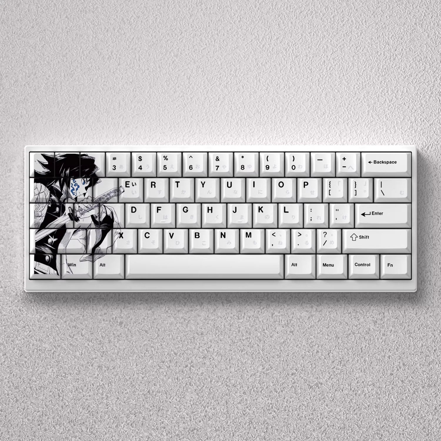 Demon Slayer: Kimetsu no Yaiba series, Tomioka Giyuu theme, original high PBT material compatible MX switch mechanical keyboard, anime game theme set keycaps, mechanical keyboard replacement keycap set