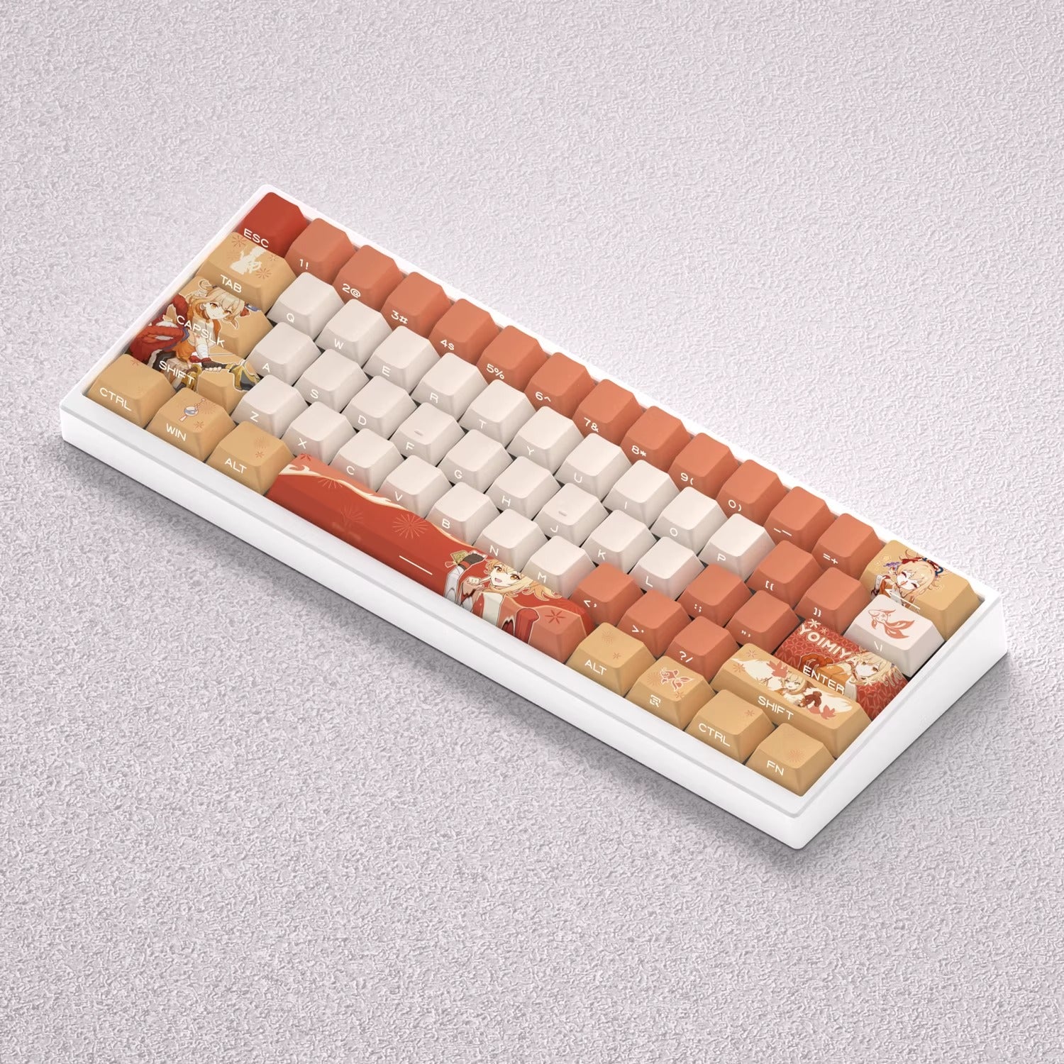 Genshin Impact series, Yoimiya theme, original high PBT material compatible MX switch mechanical keyboard, anime game theme set keycaps, mechanical keyboard replacement keycap set