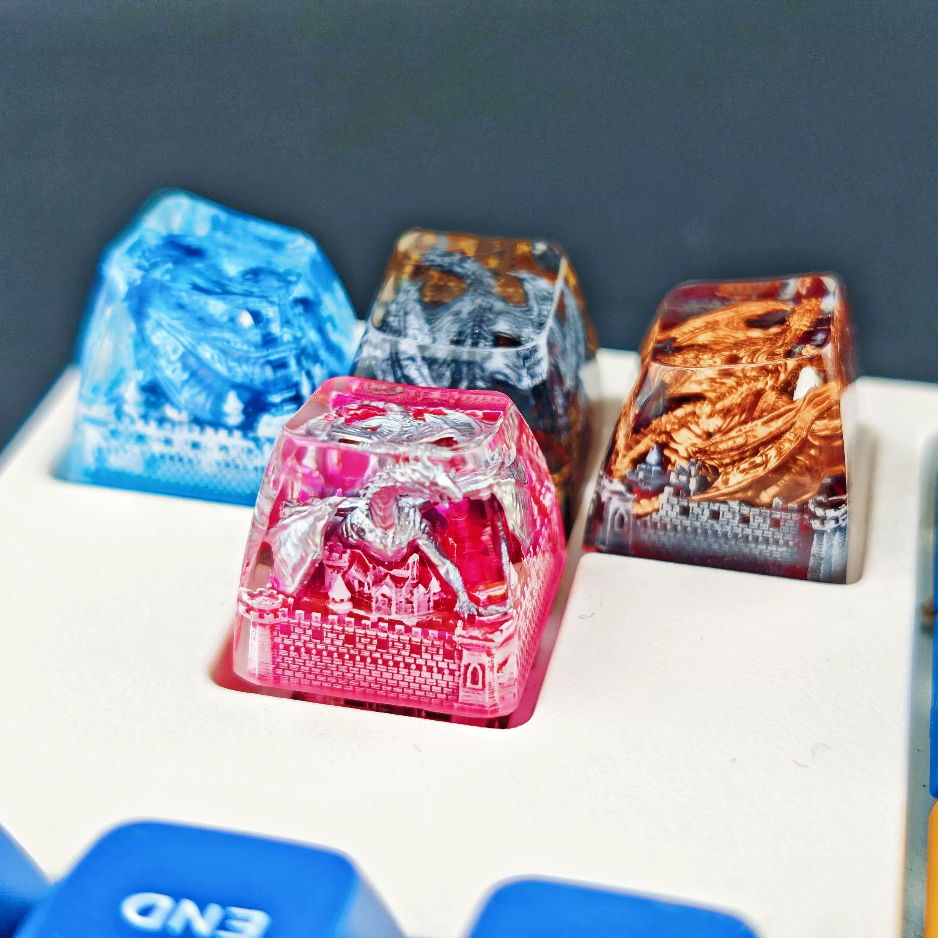 Game of Thrones, Dragon Castle Theme Design, 1 U crystal resin molding, mythological creative custom resin craftsman handmade decorative keycaps