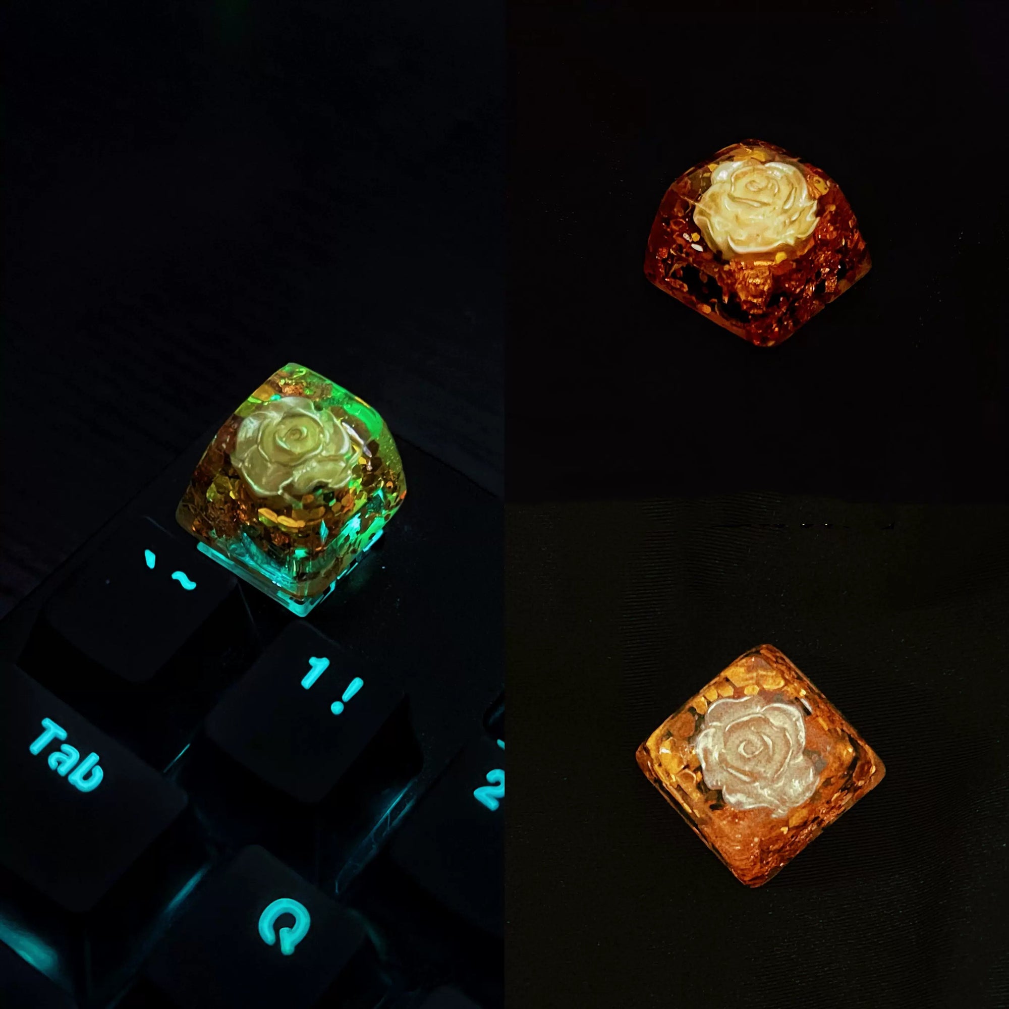 Knight and Rose, crystal resin personalized keycaps, medieval style creative keyboard decorative keycaps.