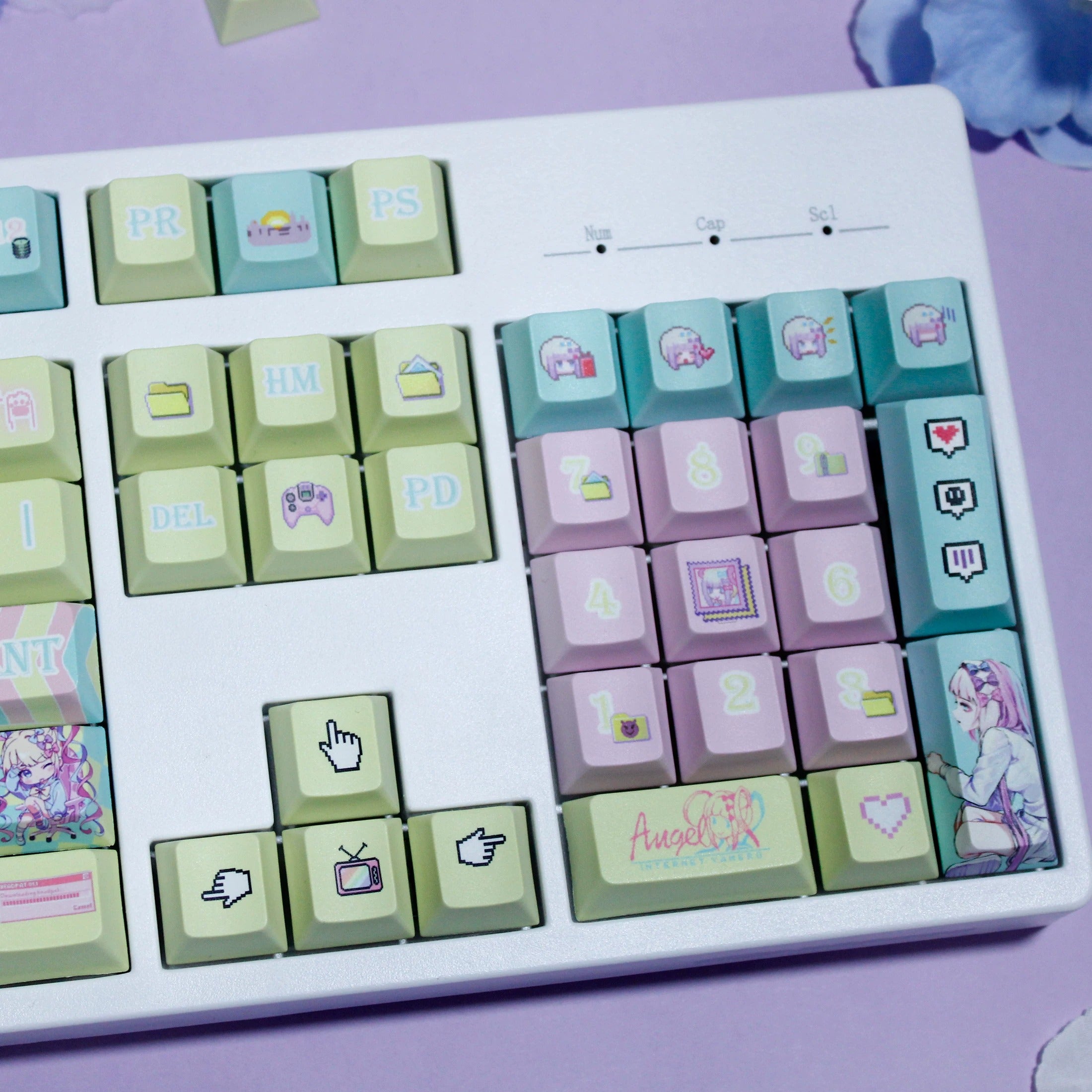 NEEDY GIRL OVERDOSE series, Rain theme, PBT material personalized keycap set, anime keycap culture peripheral mechanical keyboard decoration keycaps, Compatible with 61/64/68/75/84/87/104 key mechanical keyboard keycap set