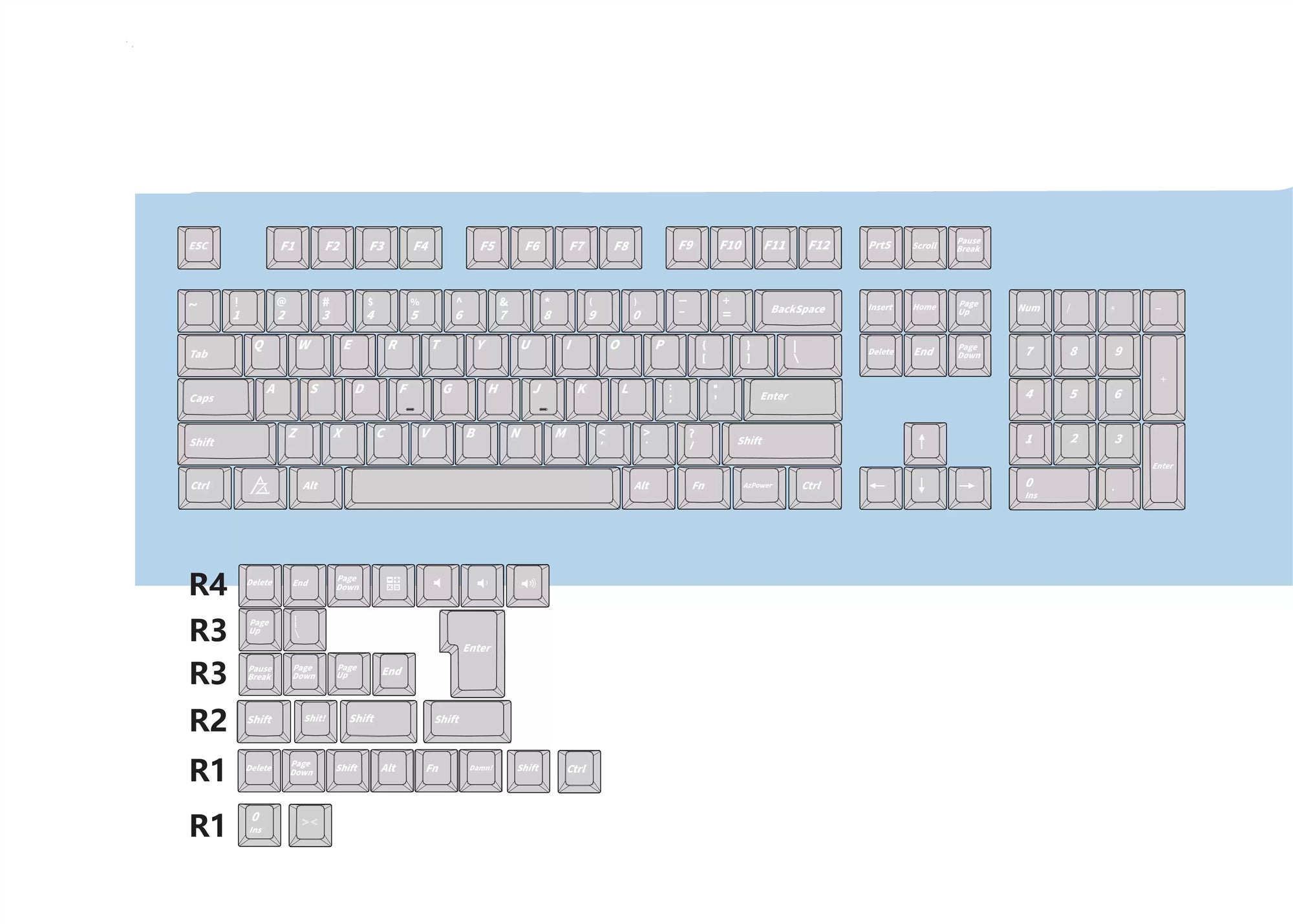 Crystal clear ice effect set with personalized keycaps, natural elements, simple and fashionable mechanical keyboard decoration keycap set