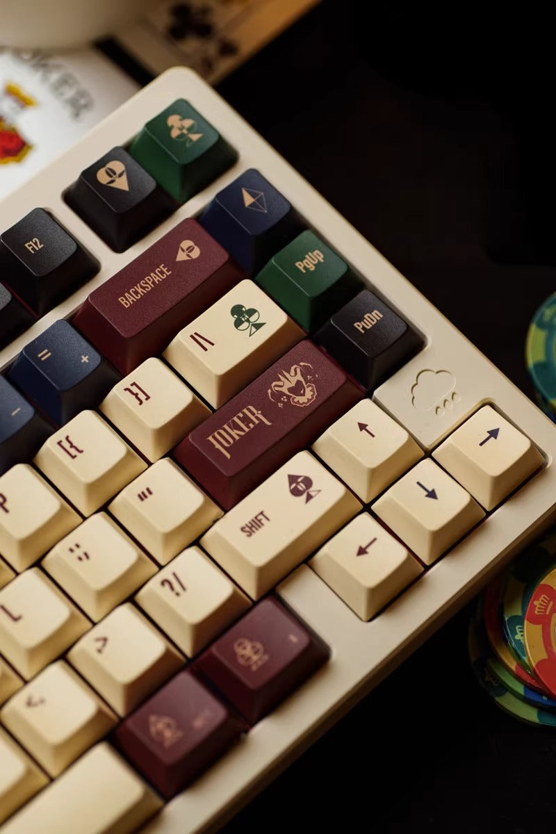 POKER theme, American retro contrasting design, mechanical keyboard keycaps factory height PBT material decoration personalized keycap set