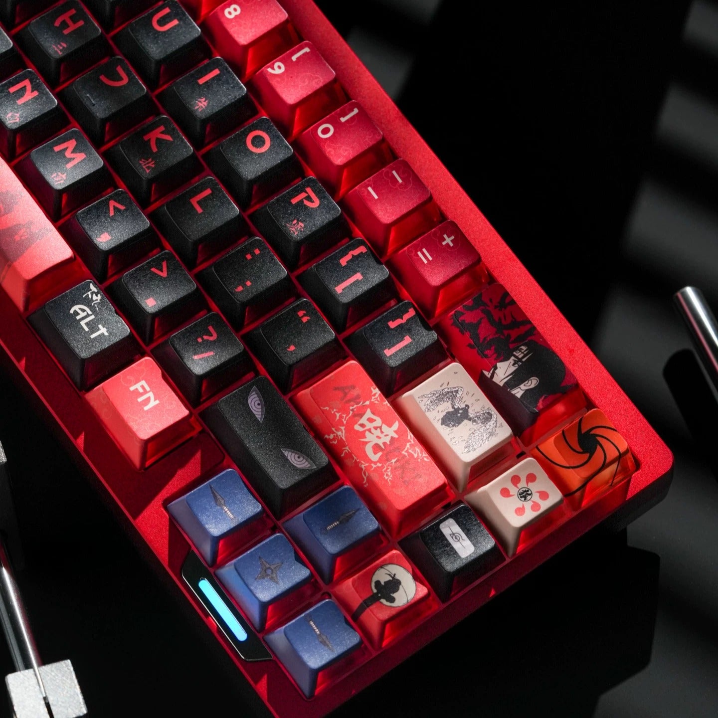 Naruto series, Akatsuki themed keycaps, PBT material personalized keycap set, anime and games cultural creative decoration keycap set, compatible with 61/64/68/75/84/87/104 mechanical keyboard