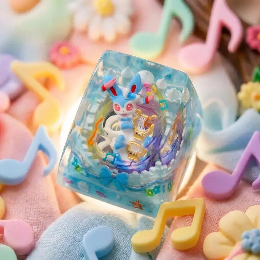 Pok é mon, Eevee series, Crystal Resin Personalized Keycaps, Anime Game Culture Creative Resin Keycaps, Mechanical Keyboard Art Decorative Keycaps