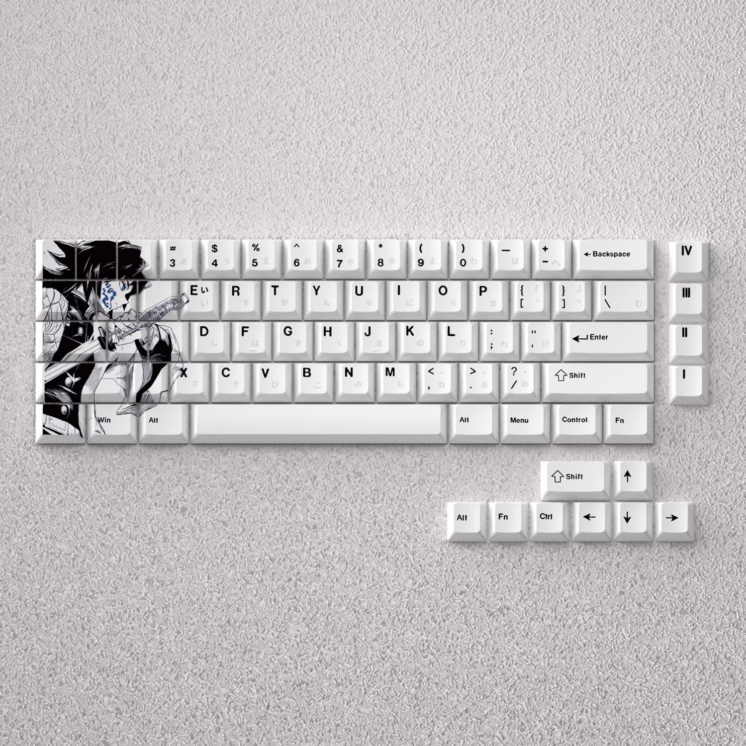 Demon Slayer: Kimetsu no Yaiba series, Tomioka Giyuu theme, original high PBT material compatible MX switch mechanical keyboard, anime game theme set keycaps, mechanical keyboard replacement keycap set