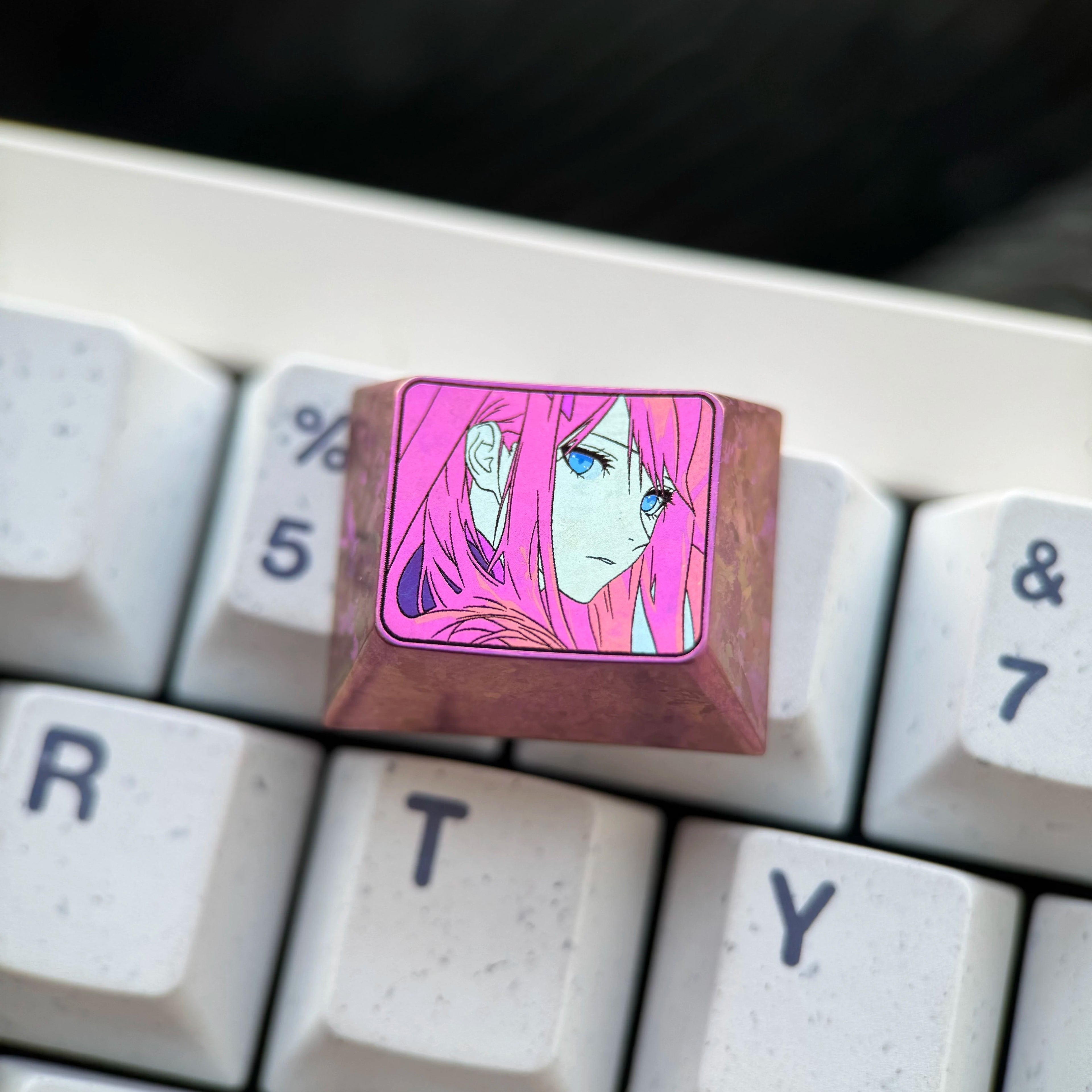 DARLING in the FRANXX 02, Titanium alloy personalized keycap set, anime and game culture creative metal carving decorative keycap set