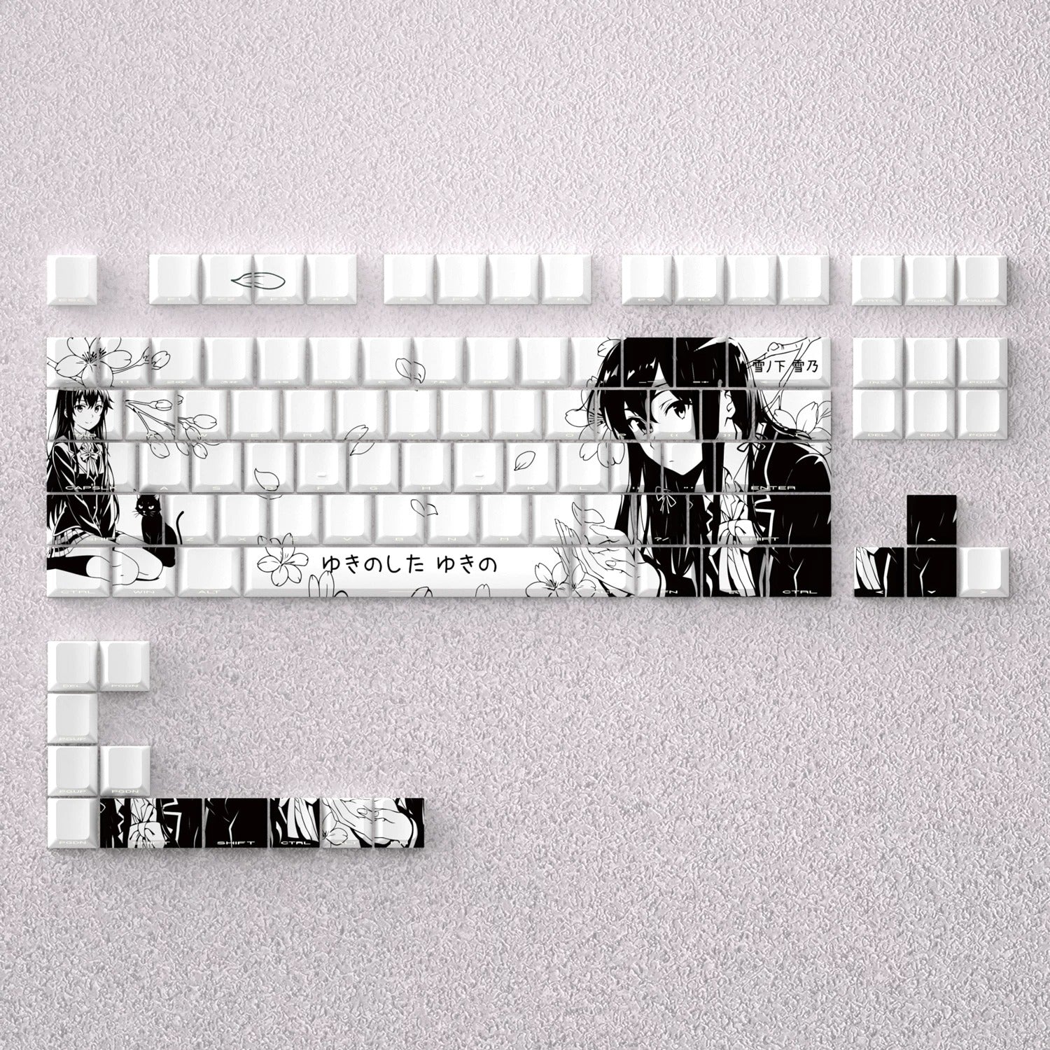 SNAFU series, Yukinoshita Yukino theme, original high PBT material compatible MX switch mechanical keyboard, anime game theme set keycaps, mechanical keyboard replacement keycap set