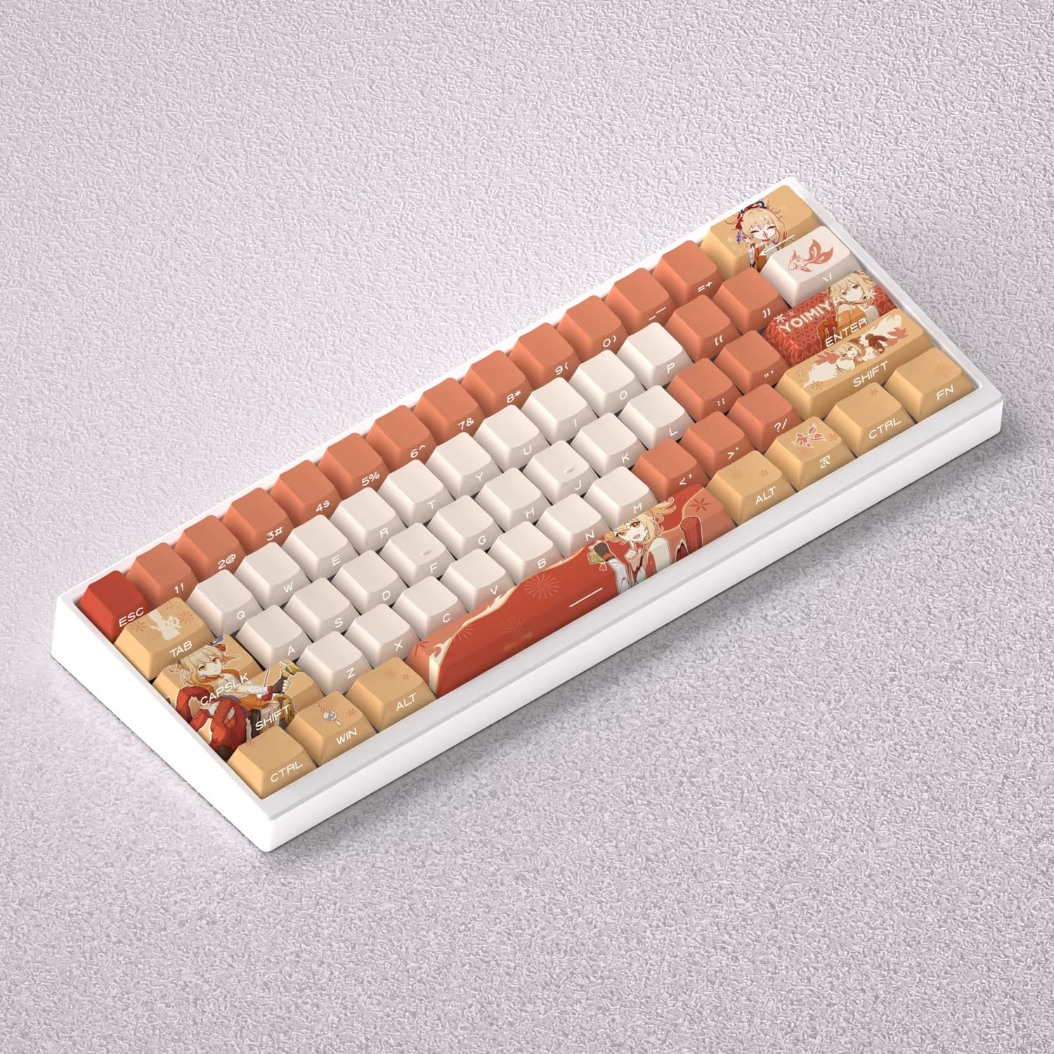 Genshin Impact series, Yoimiya theme, original high PBT material compatible MX switch mechanical keyboard, anime game theme set keycaps, mechanical keyboard replacement keycap set