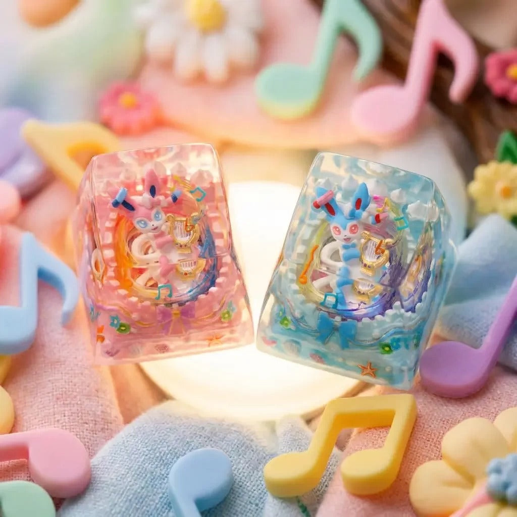 Pok é mon, Eevee series, Crystal Resin Personalized Keycaps, Anime Game Culture Creative Resin Keycaps, Mechanical Keyboard Art Decorative Keycaps