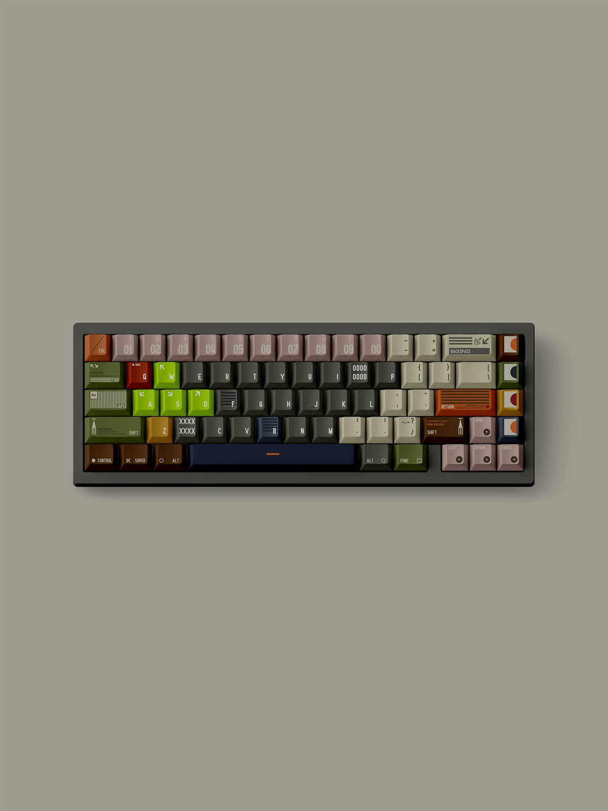 UnOrthodox theme design, multi-color splicing style PBT material personalized keycap set, mechanical keyboard replacement decorative keycaps, compatible with 61/64/68/75/84/87/104 key mechanical keyboard